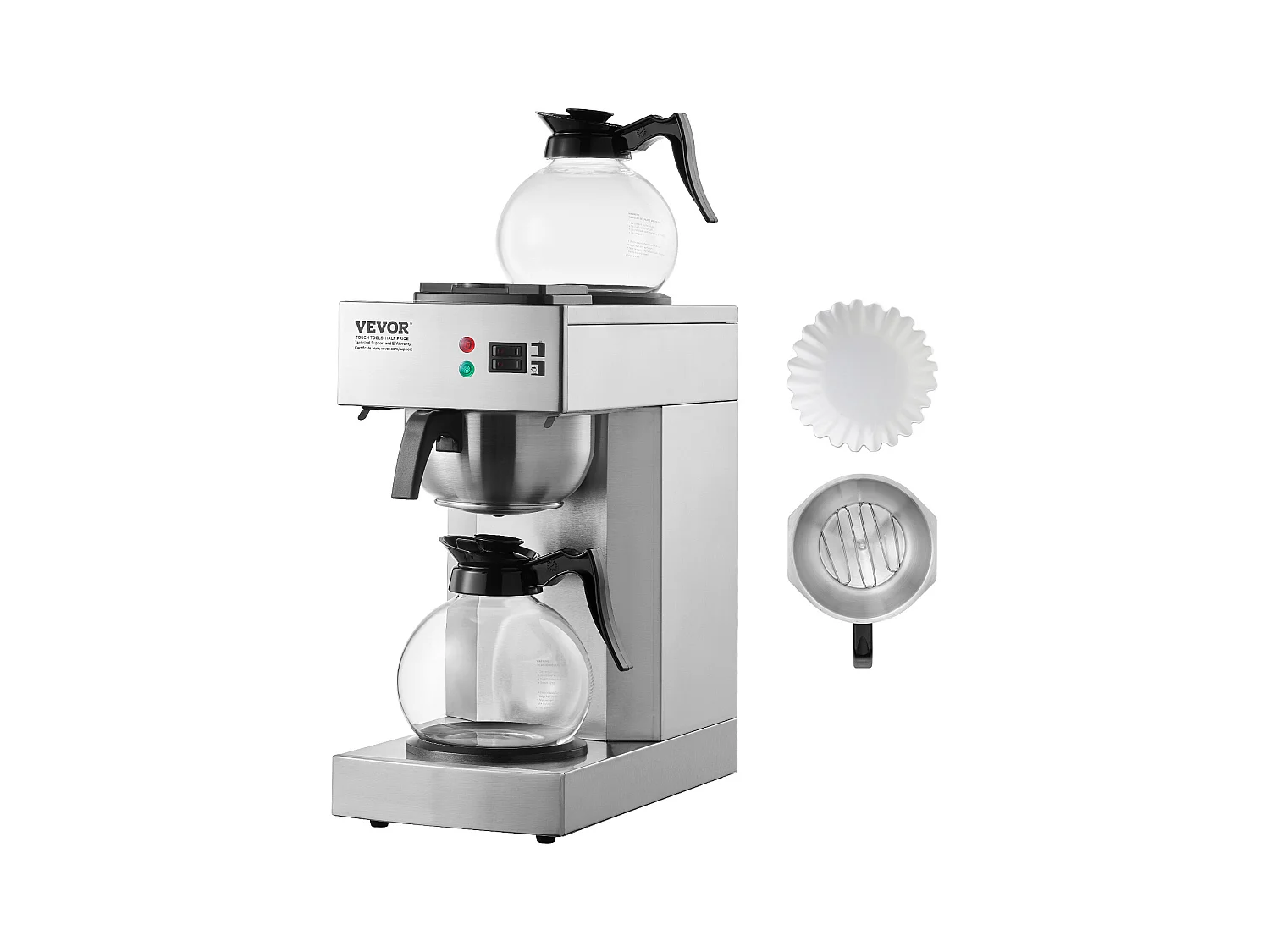 Cafetière à Filtre Commerciale SucceBuy 12 Tasses, 2 Carafes en Verre et 2 Réchauds