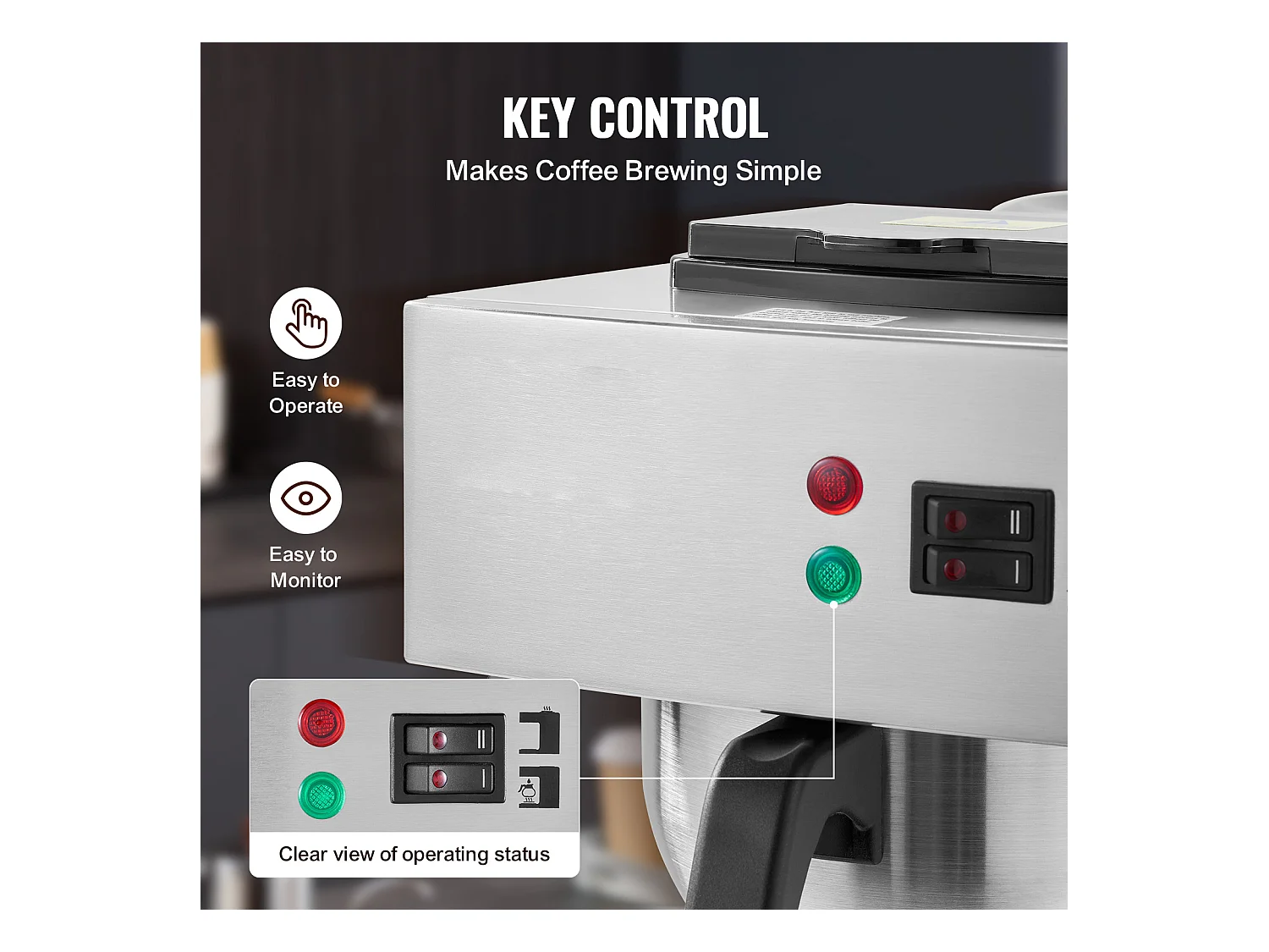 Cafetière à Filtre Commerciale SucceBuy 12 Tasses, 2 Carafes en Verre et 2 Réchauds