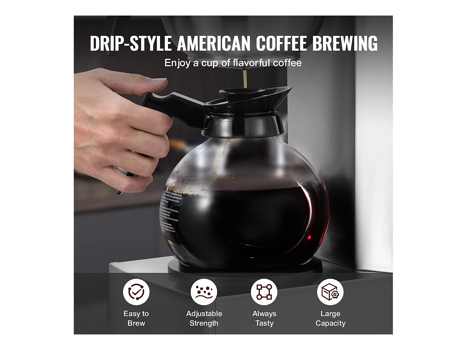 Cafetière à Filtre Commerciale SucceBuy 12 Tasses, 2 Carafes en Verre et 2 Réchauds