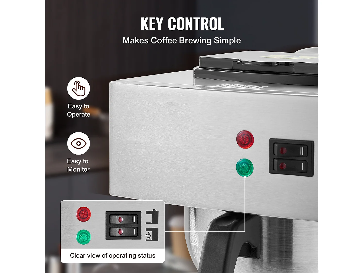 Cafetera de Filtro Comercial SucceBuy 12 Tazas, 2 Garrafas de Vidrio y 2 Calentadores