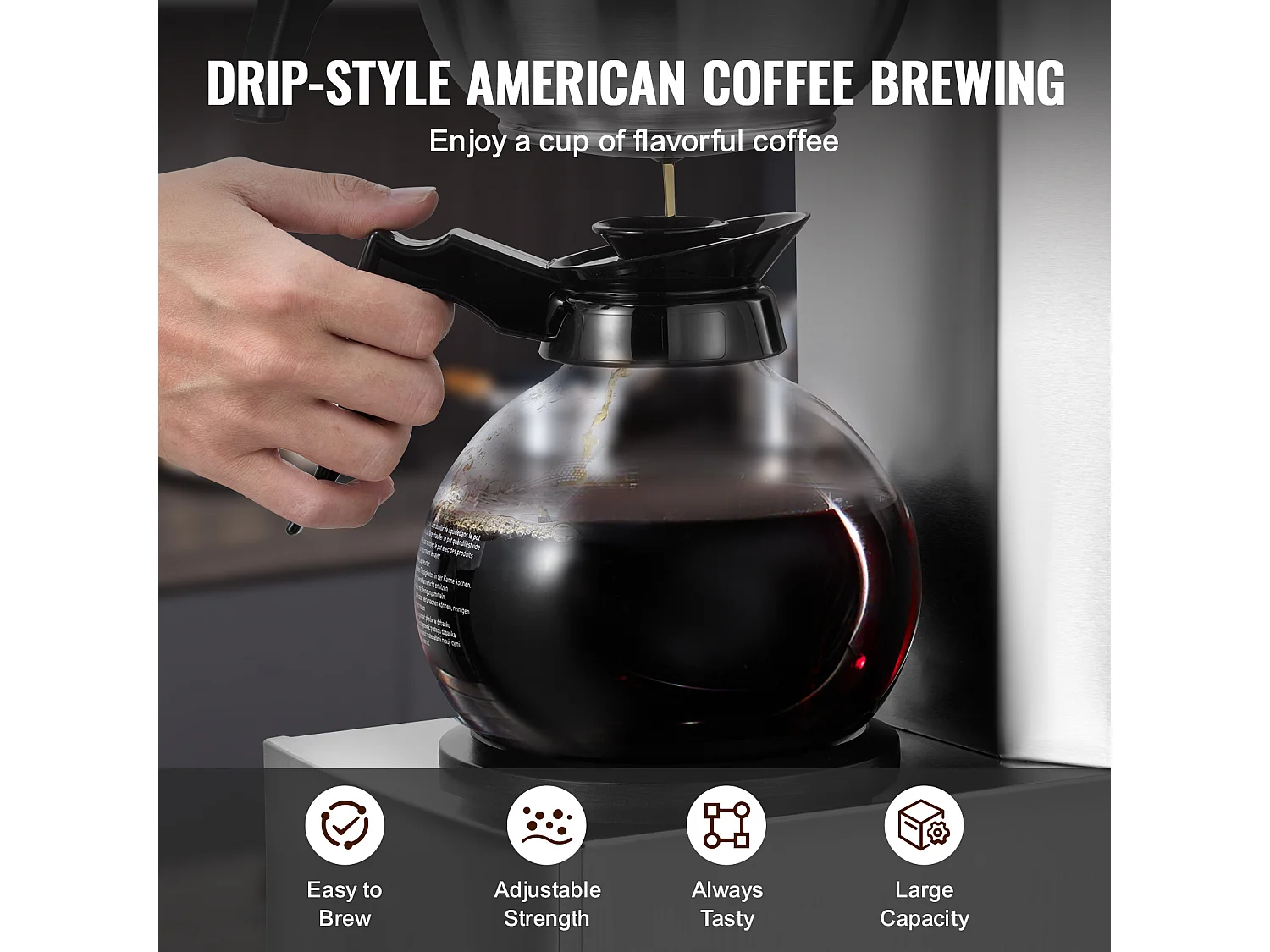 Cafetera de Filtro Comercial SucceBuy 12 Tazas, 2 Garrafas de Vidrio y 2 Calentadores