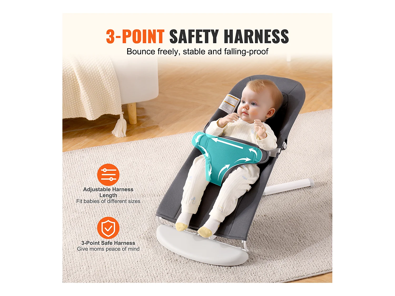 Transat Bébé, SucceBuy Transat pour Bébé avec Siège Pliant et 2 Angles d'Inclinaison