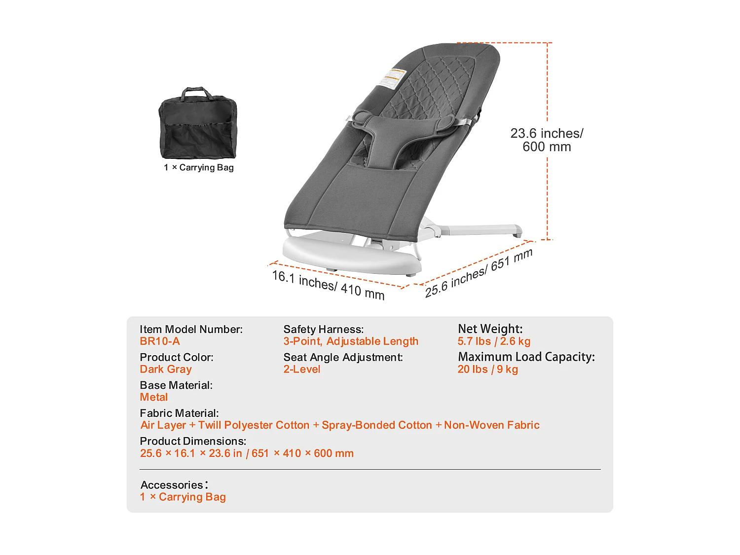 Babywippe, SucceBuy Babywippe mit Klappbarem Sitz und 2 Liegewinkeln
