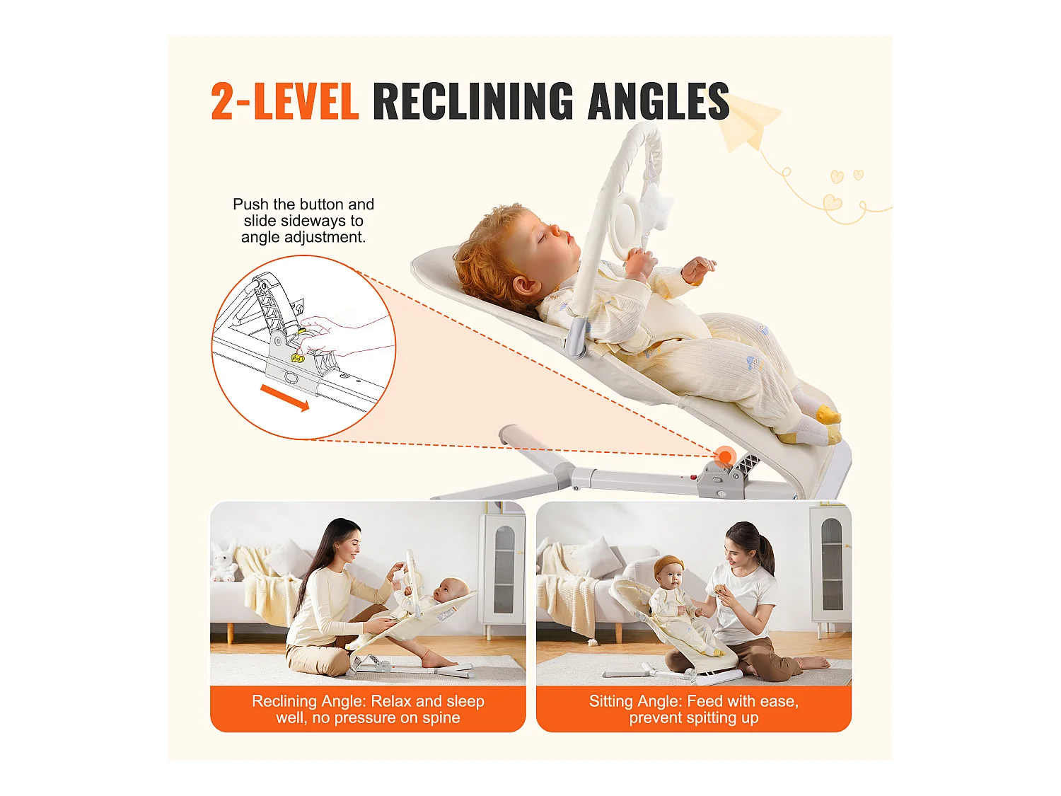 Transat Bébé, SucceBuy Transat Pliant pour Bébé pour Bébés de 0 à 9 Mois avec Barre de Jouets