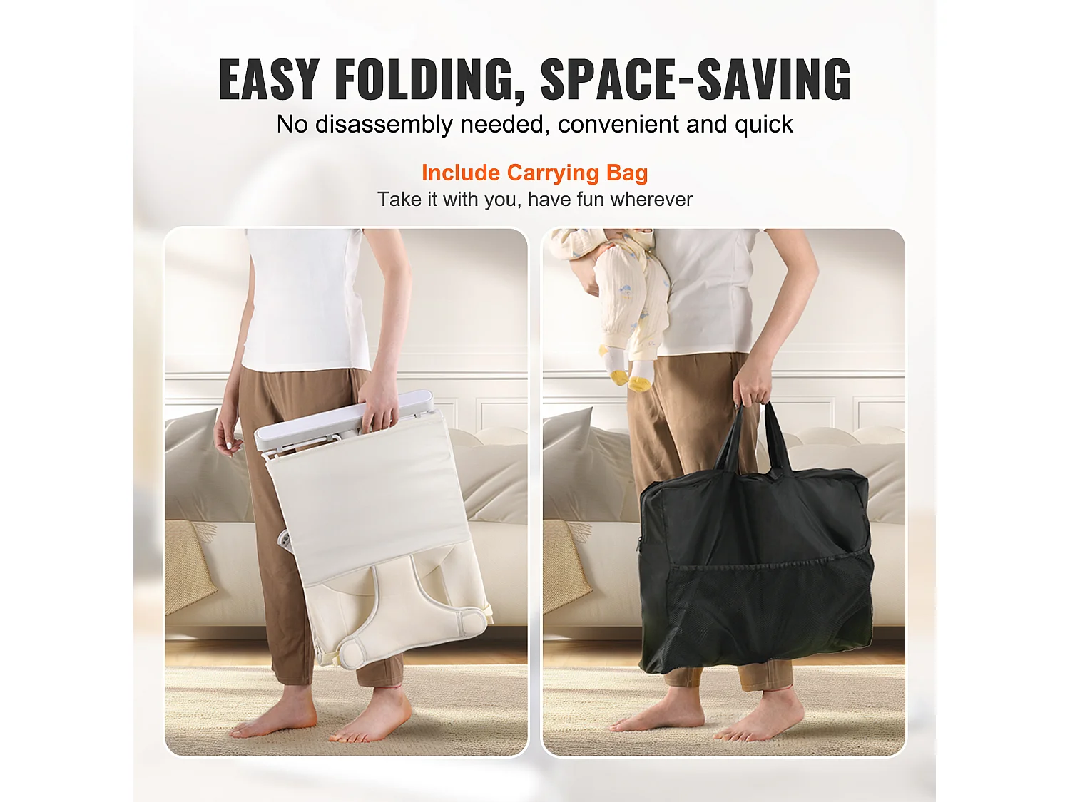 Baby Bouncer, SucceBuy Opvouwbare Baby Bouncer voor Baby's van 0-9 Maanden met Speelstang