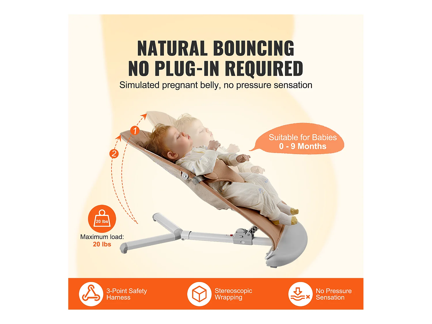 Transat Bébé, SucceBuy Transat pour Bébé avec Siège Pliant et 2 Angles d'Inclinaison