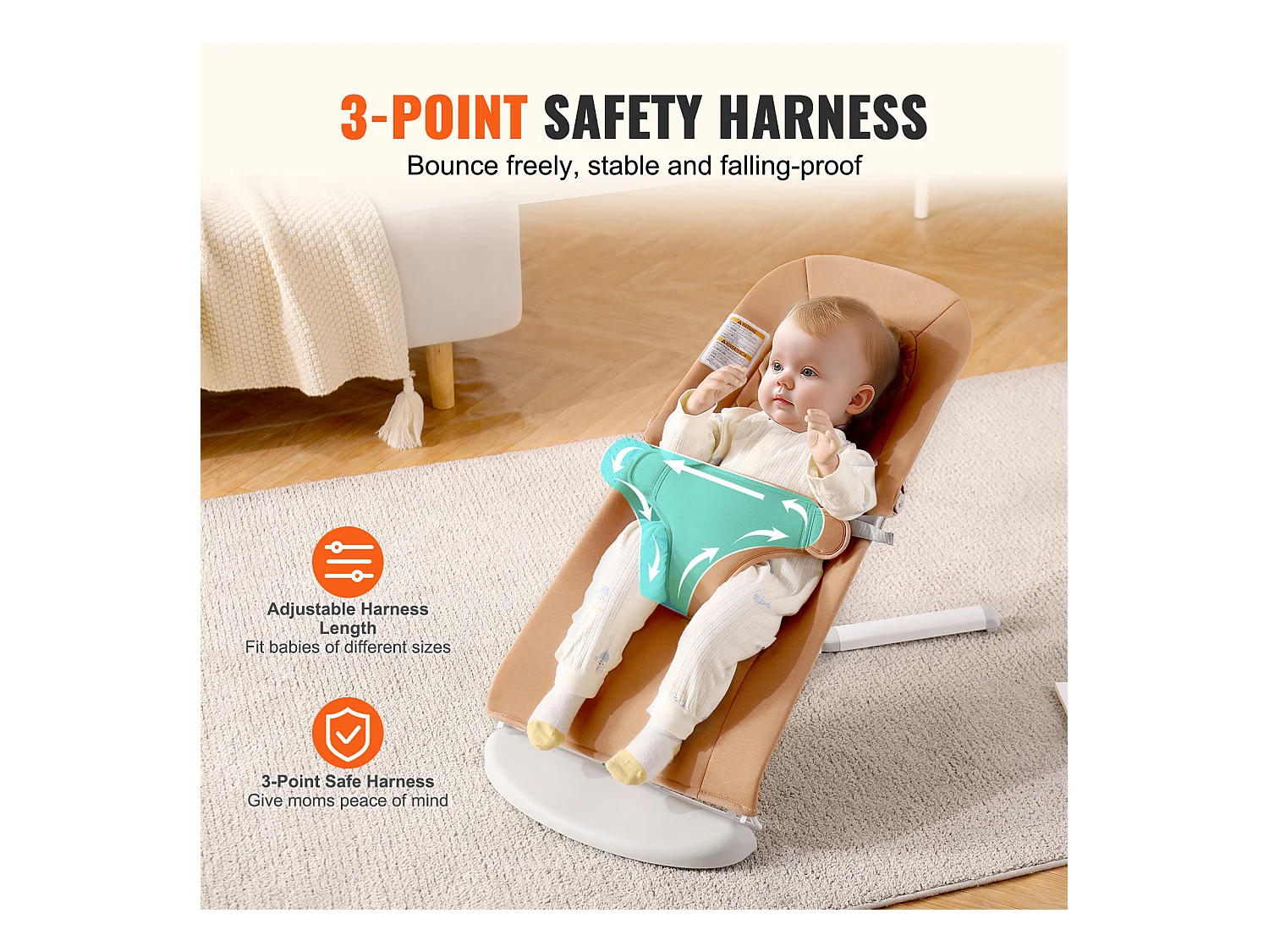 Transat Bébé, SucceBuy Transat pour Bébé avec Siège Pliant et 2 Angles d'Inclinaison