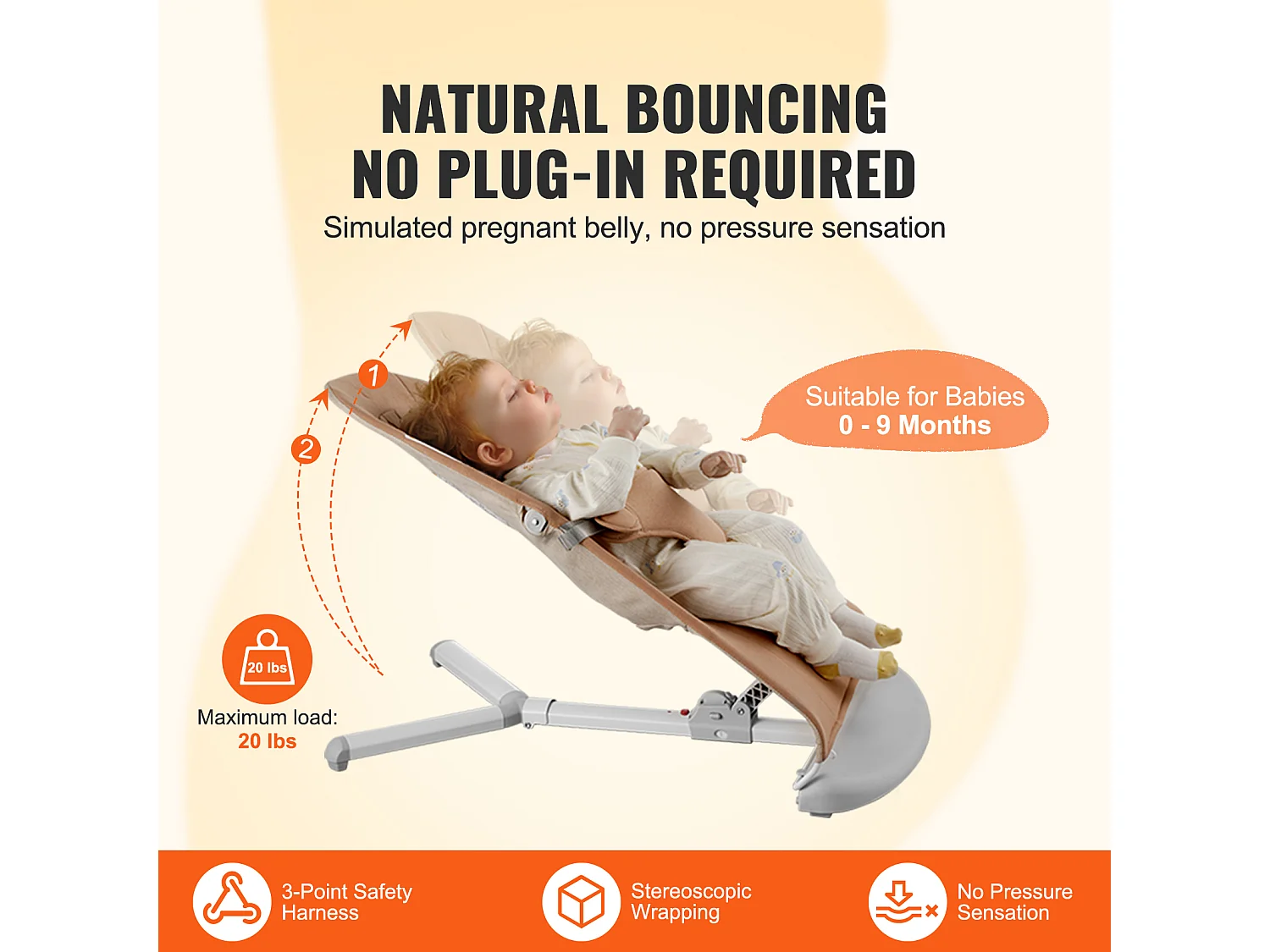 Transat Bébé, SucceBuy Transat pour Bébé avec Siège Pliant et 2 Angles d'Inclinaison