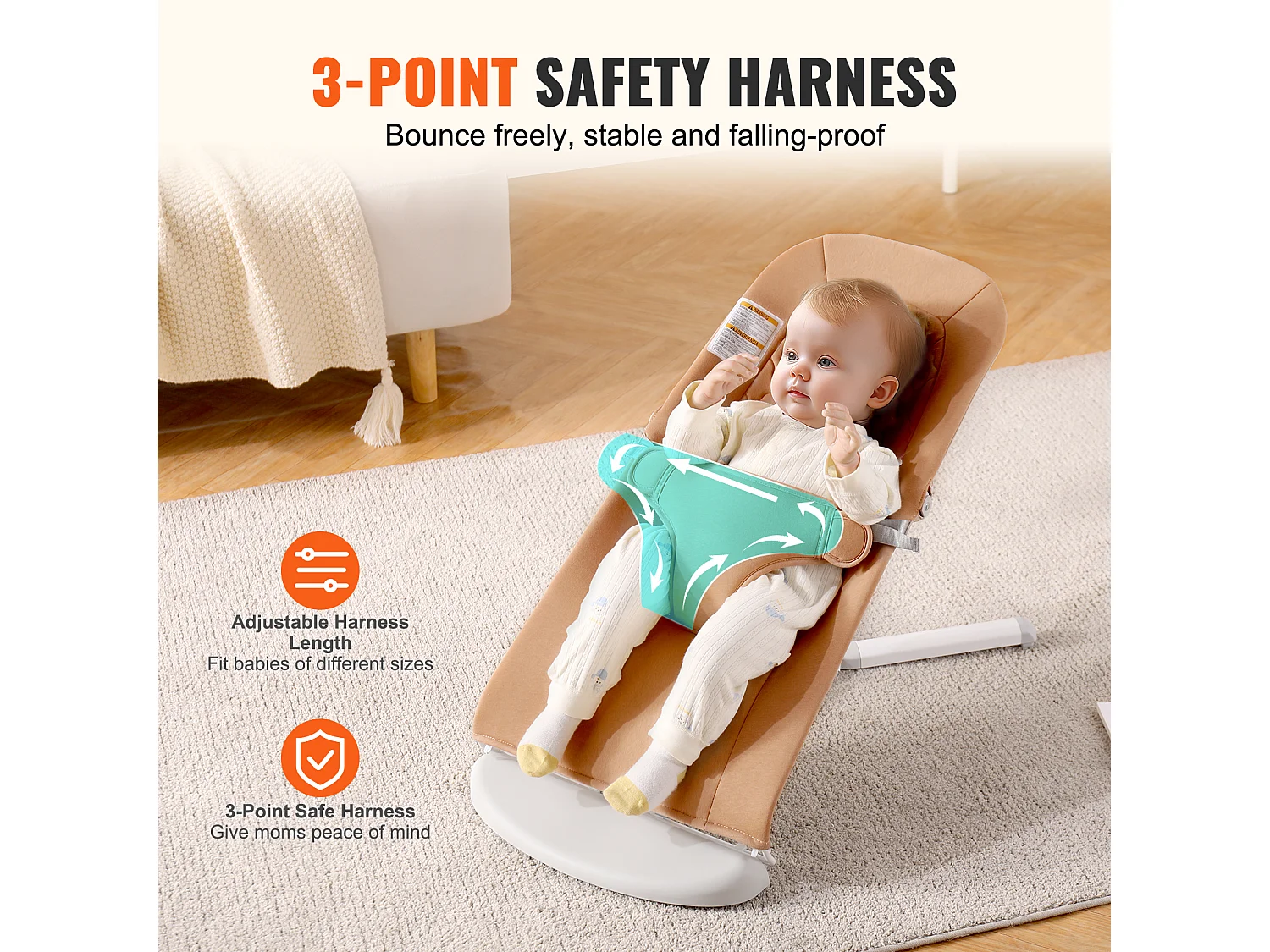 Transat Bébé, SucceBuy Transat pour Bébé avec Siège Pliant et 2 Angles d'Inclinaison