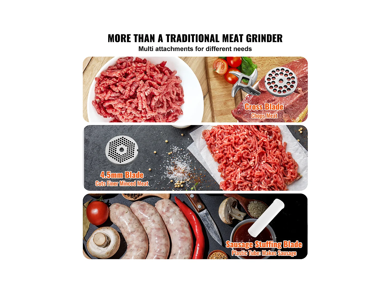 Maszynka do Mięsa SucceBuy Commercial 9.5kg/min, Stal Nierdzewna, Wysoka Wydajność do Kuchni i Firm