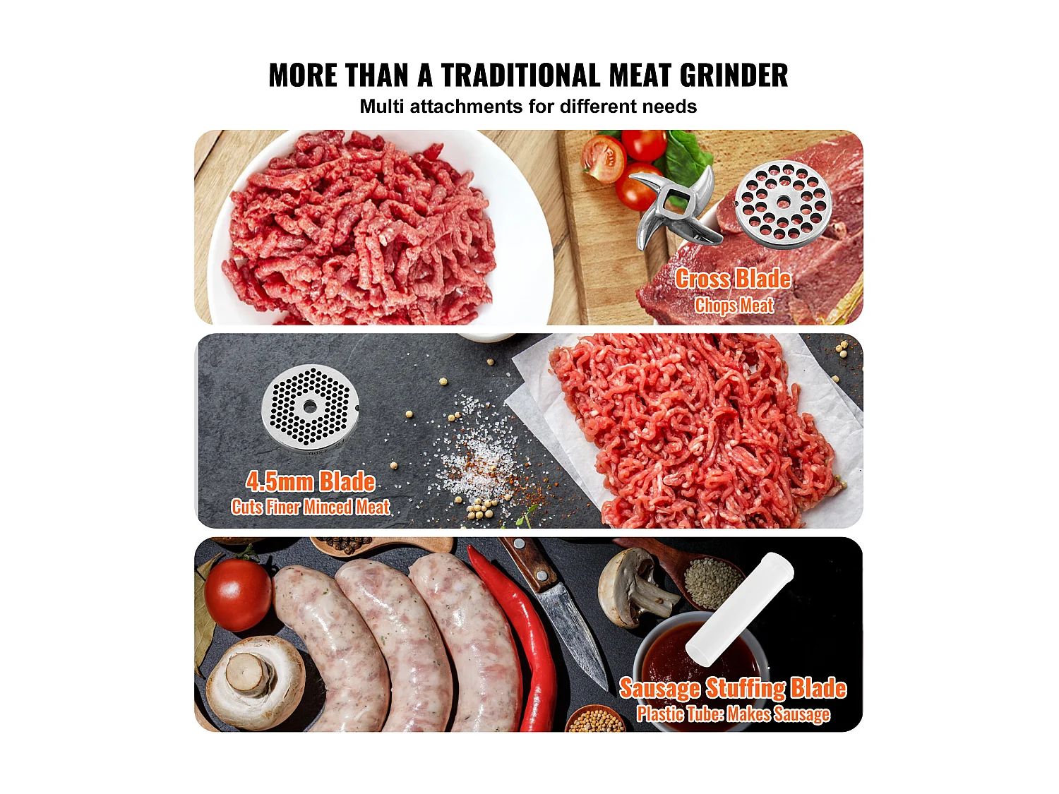 Hachoir à Viande SucceBuy Commercial 9.5kg/min, Acier Inoxydable, Haute Performance pour la Cuisine et les Entreprises