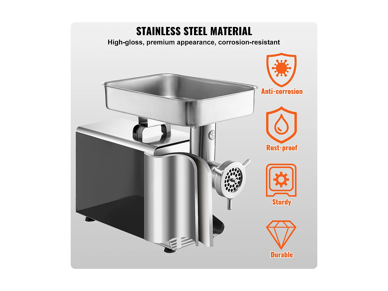 Hachoir à Viande SucceBuy Commercial 9.5kg/min, Acier Inoxydable, Haute Performance pour la Cuisine et les Entreprises