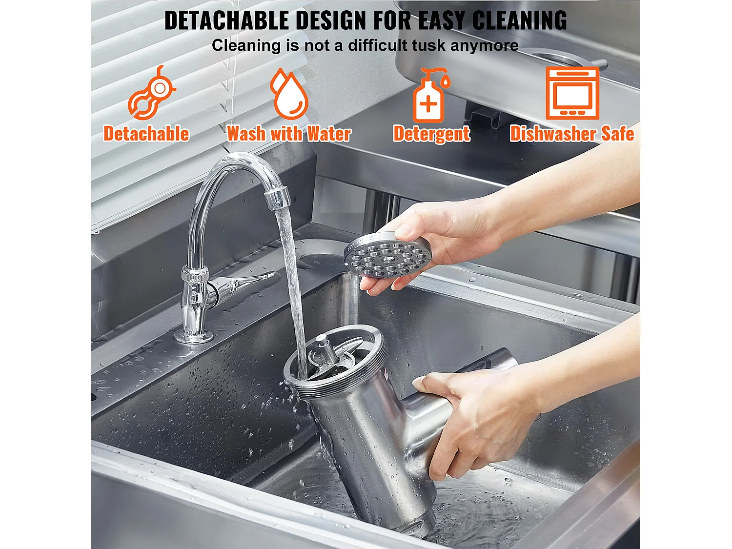 Hachoir à Viande SucceBuy Commercial 9.5kg/min, Acier Inoxydable, Haute Performance pour la Cuisine et les Entreprises