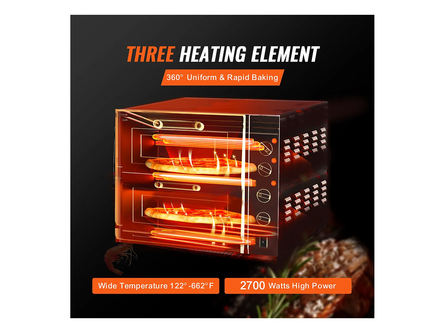 Elektrische Pizzaofen SucceBuy Commercial Fortgeschritten für die Theke – 40,6 cm Doppelte Ebene, Edelstahl, Elektrisches Backvergnügen