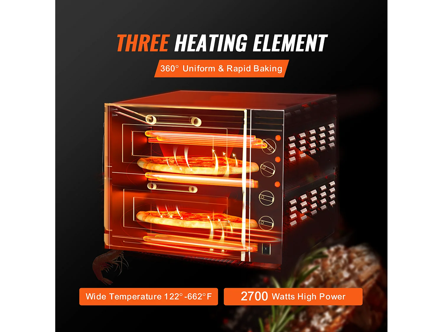 Horno de Pizza Eléctrico SucceBuy Commercial Avanzado de Mostrador – 40,6 cm Doble Nivel, Acero Inoxidable, Placer de Cocción Eléctrico
