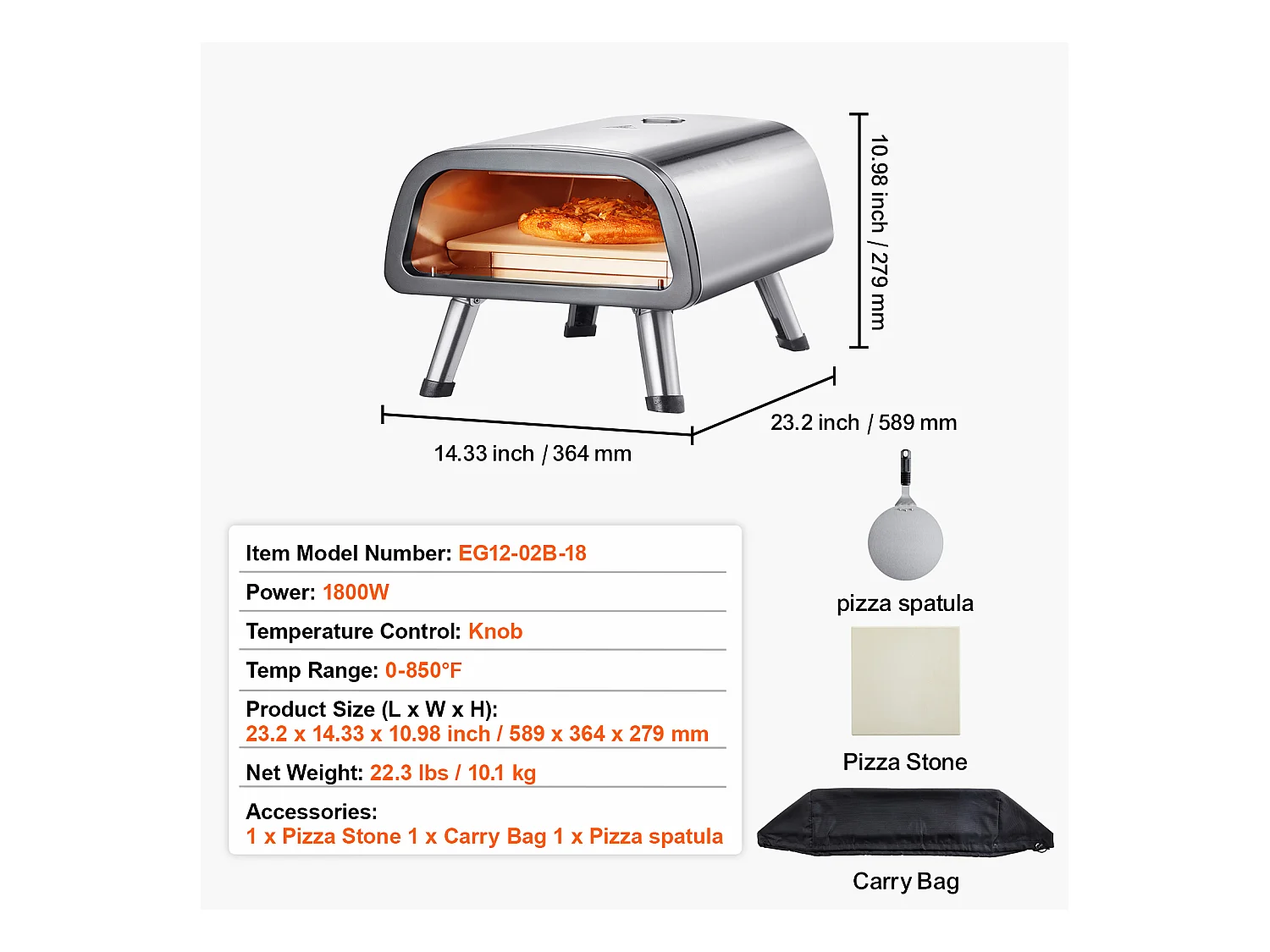 Four à Pizza Électrique SucceBuy - 30cm, Haute Température, Pliable, Acier Inoxydable, Portable pour la Maison et l'Extérieur