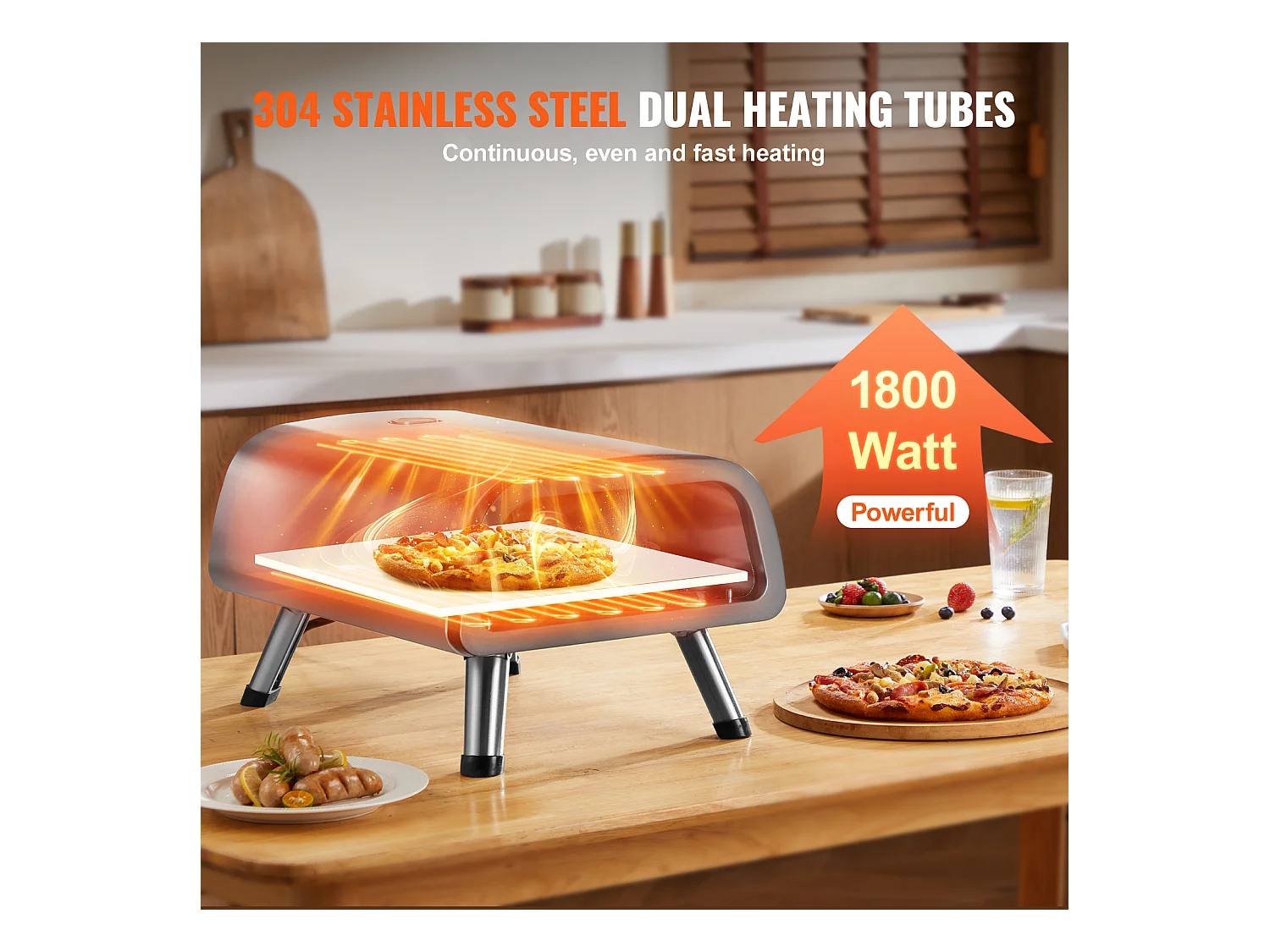 Four à Pizza Électrique SucceBuy - 30cm, Haute Température, Pliable, Acier Inoxydable, Portable pour la Maison et l'Extérieur