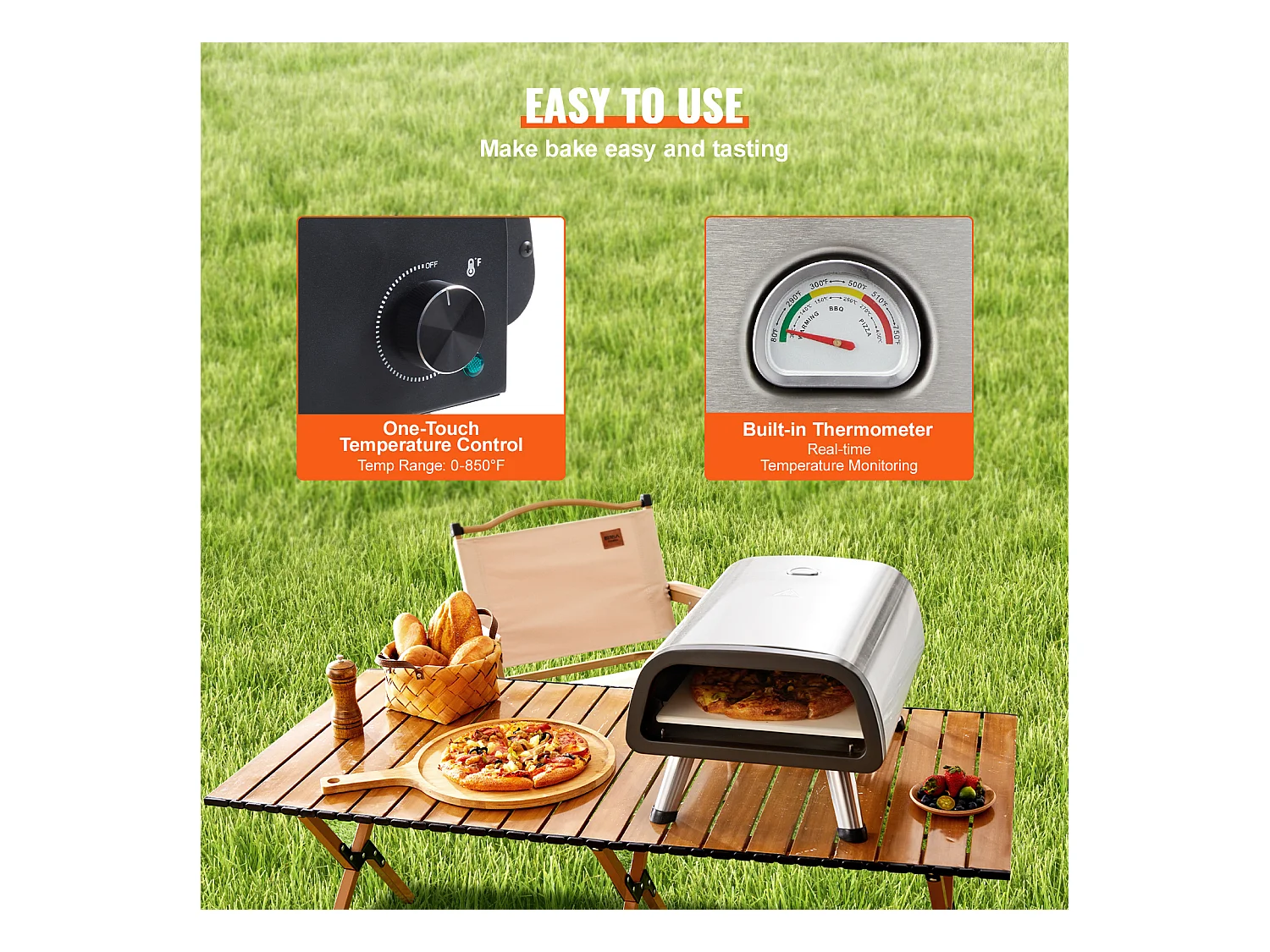 Four à Pizza Électrique SucceBuy - 30cm, Haute Température, Pliable, Acier Inoxydable, Portable pour la Maison et l'Extérieur