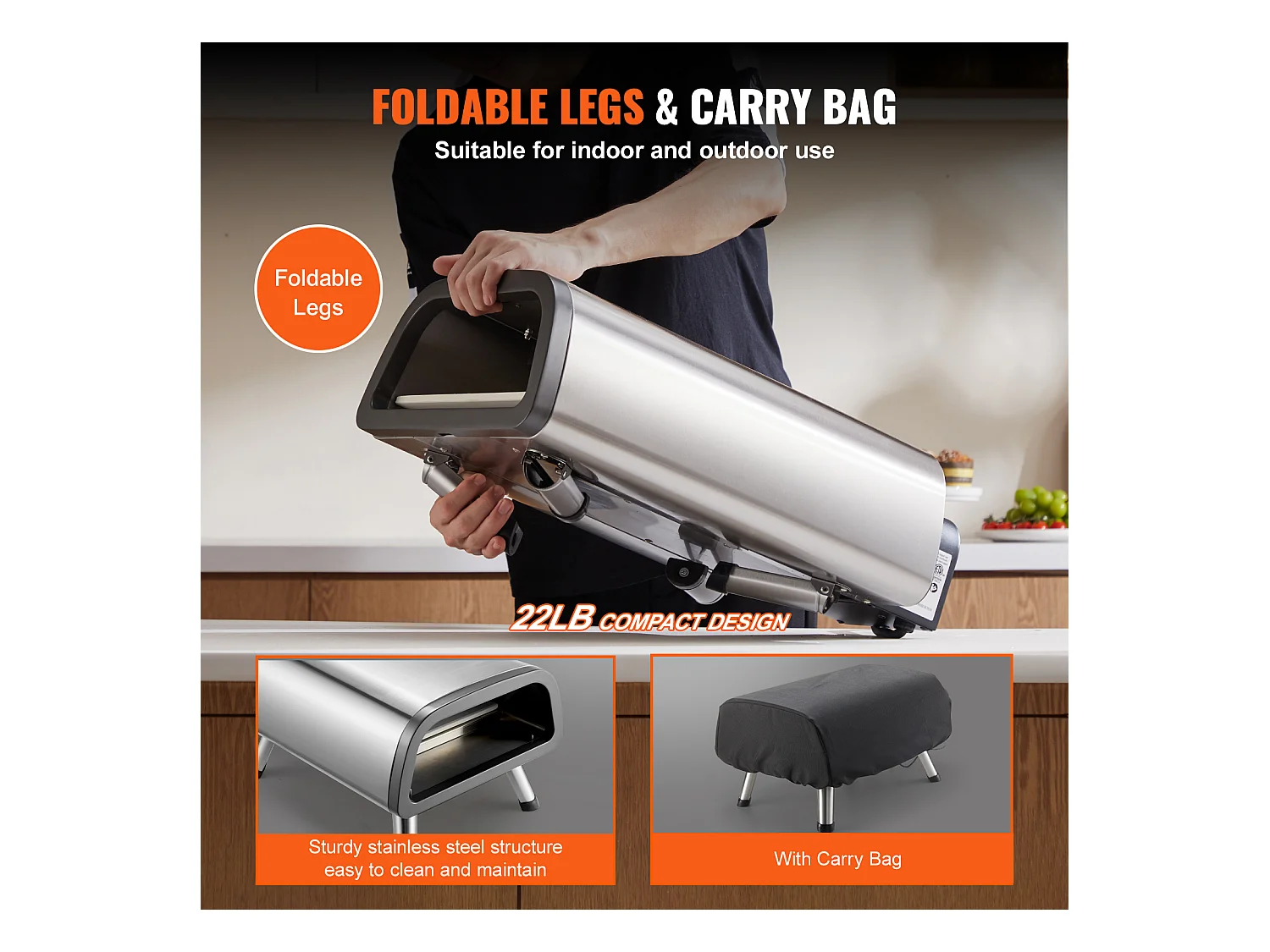 Four à Pizza Électrique SucceBuy - 30cm, Haute Température, Pliable, Acier Inoxydable, Portable pour la Maison et l'Extérieur