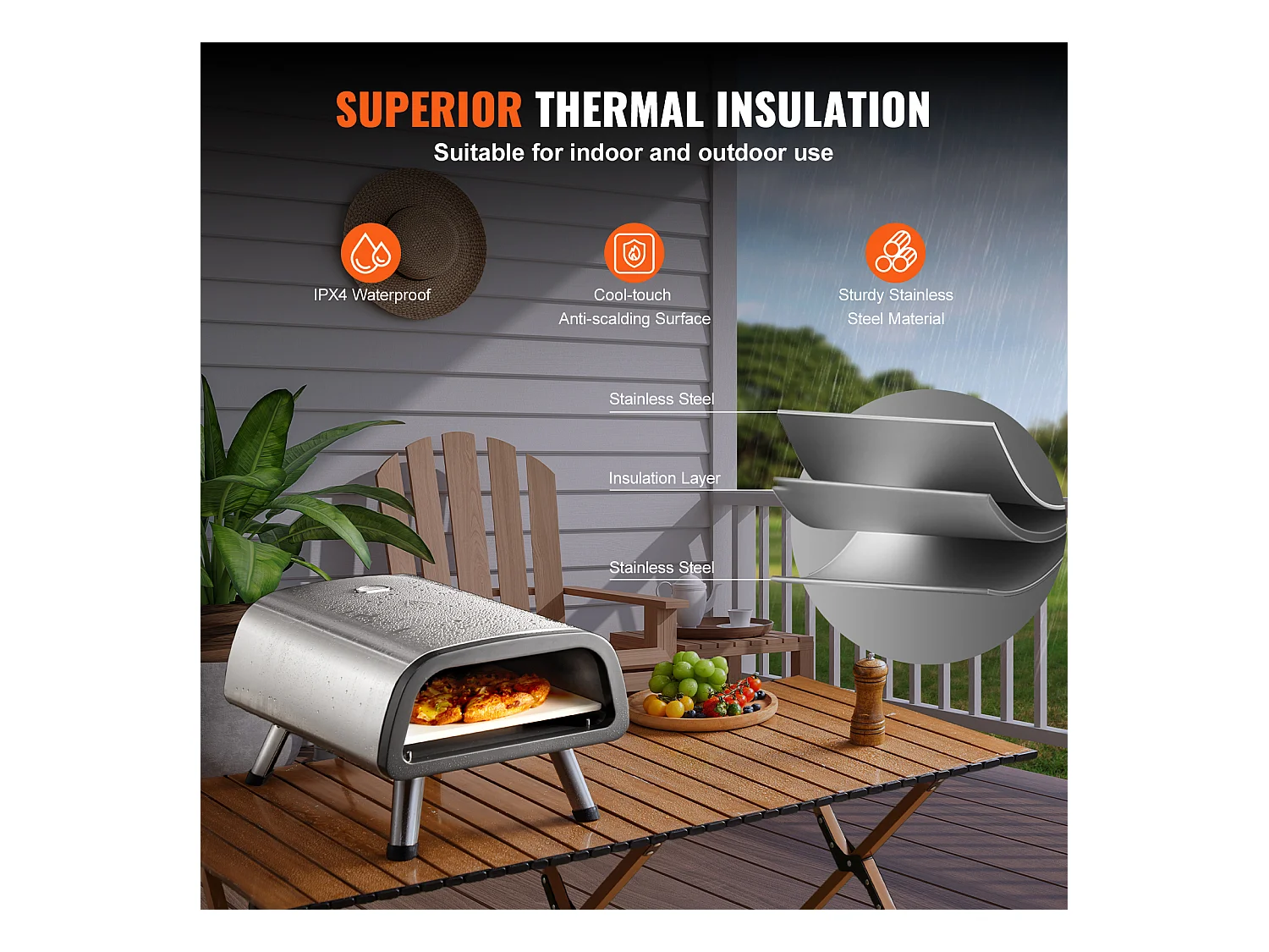 Four à Pizza Électrique SucceBuy - 30cm, Haute Température, Pliable, Acier Inoxydable, Portable pour la Maison et l'Extérieur