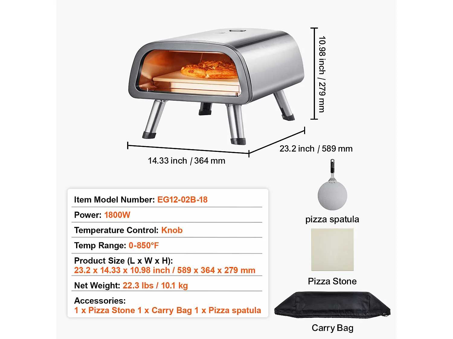 Four à Pizza Électrique SucceBuy - 30cm, Haute Température, Pliable, Acier Inoxydable, Portable pour la Maison et l'Extérieur