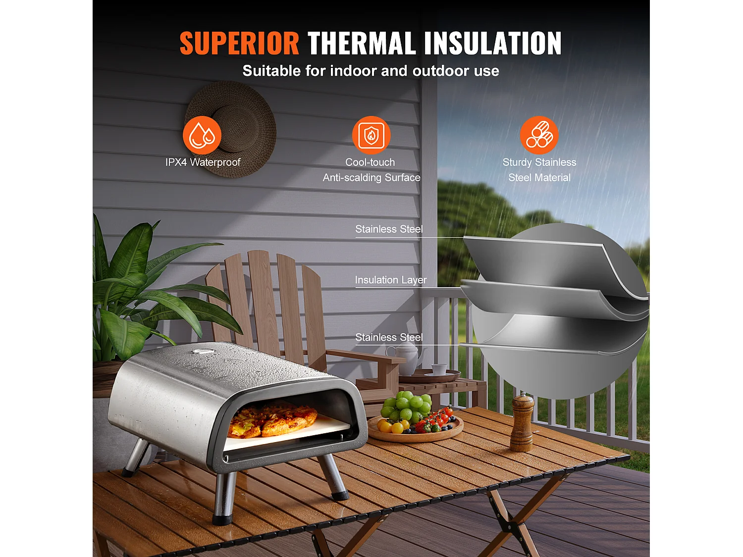 Four à Pizza Électrique SucceBuy - 30cm, Haute Température, Pliable, Acier Inoxydable, Portable pour la Maison et l'Extérieur