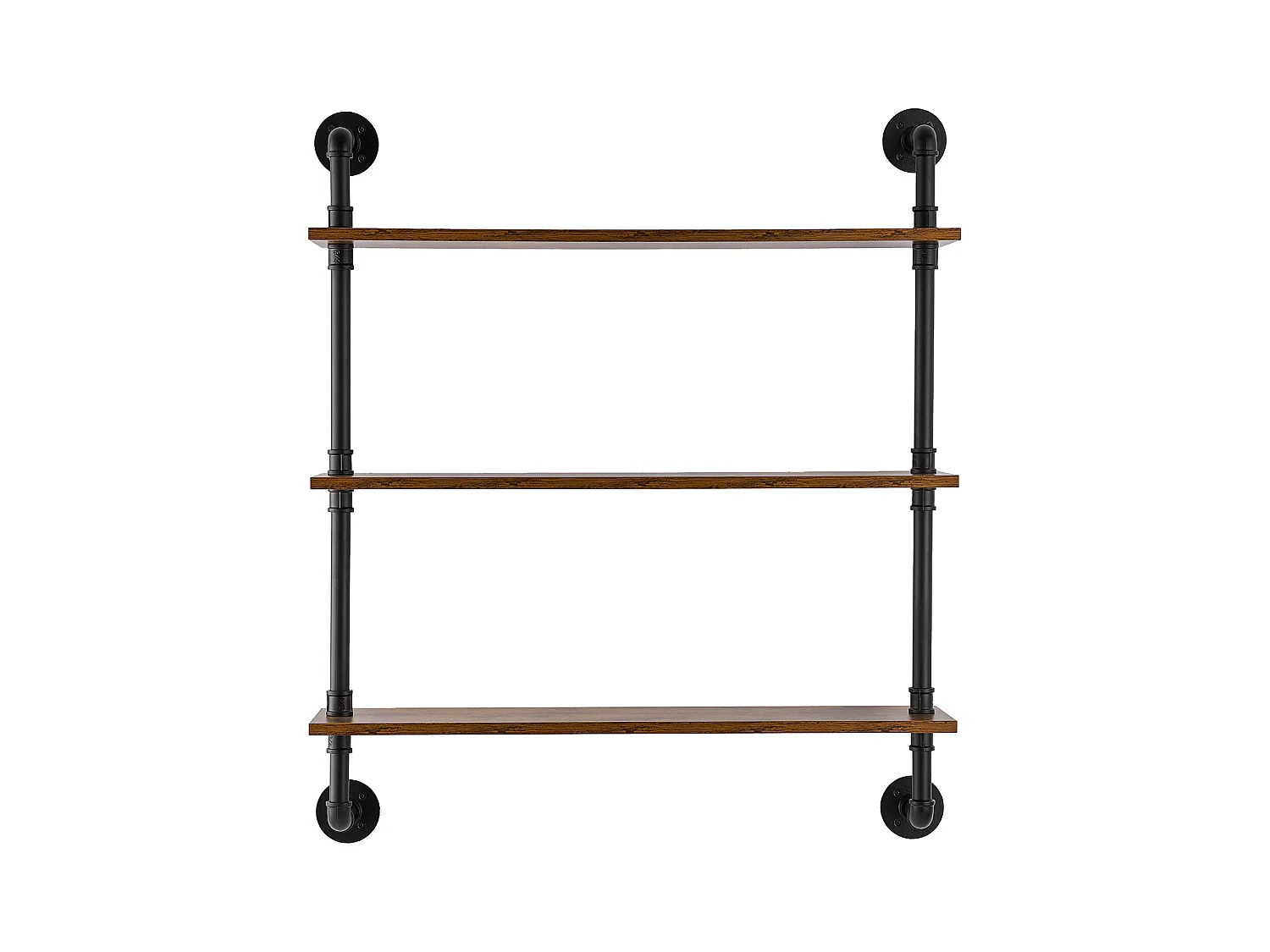 Industriële Pijp Wandplank SucceBuy, 83x20,5 cm, 3 Niveaus, Rustiek Houten Wand Opbergrek