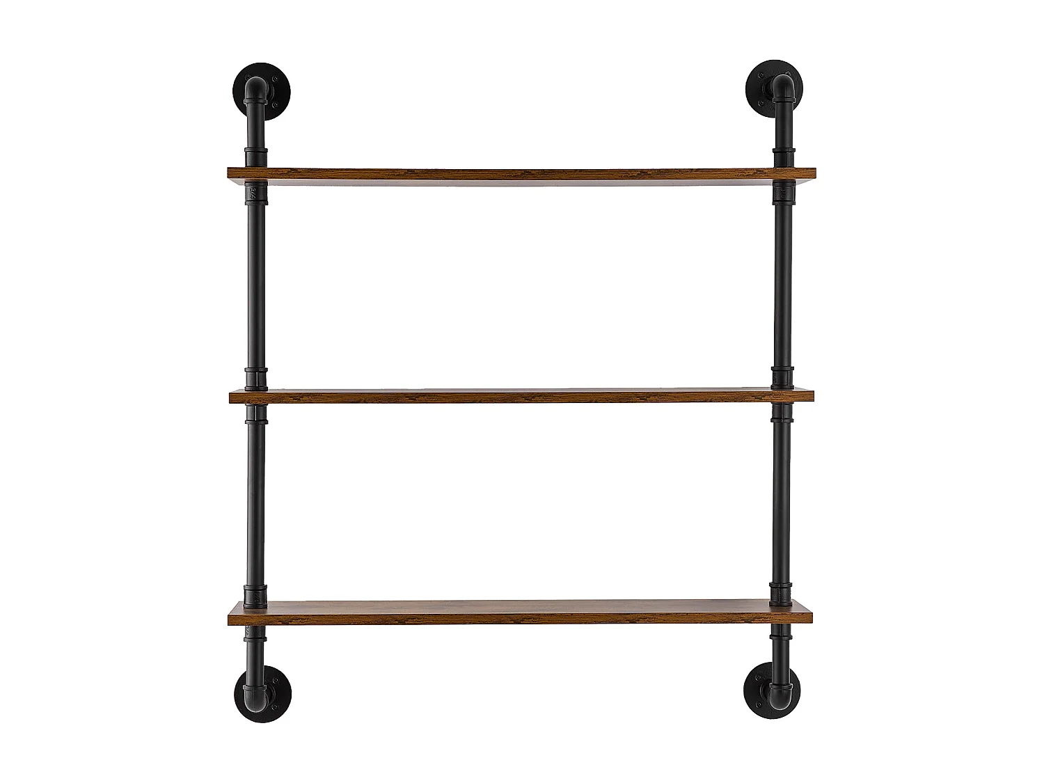 Étagère Murale Tuyau Industrielle SucceBuy, 83x20,5 cm, 3 Niveaux, Support de Rangement Mural en Bois Rustique