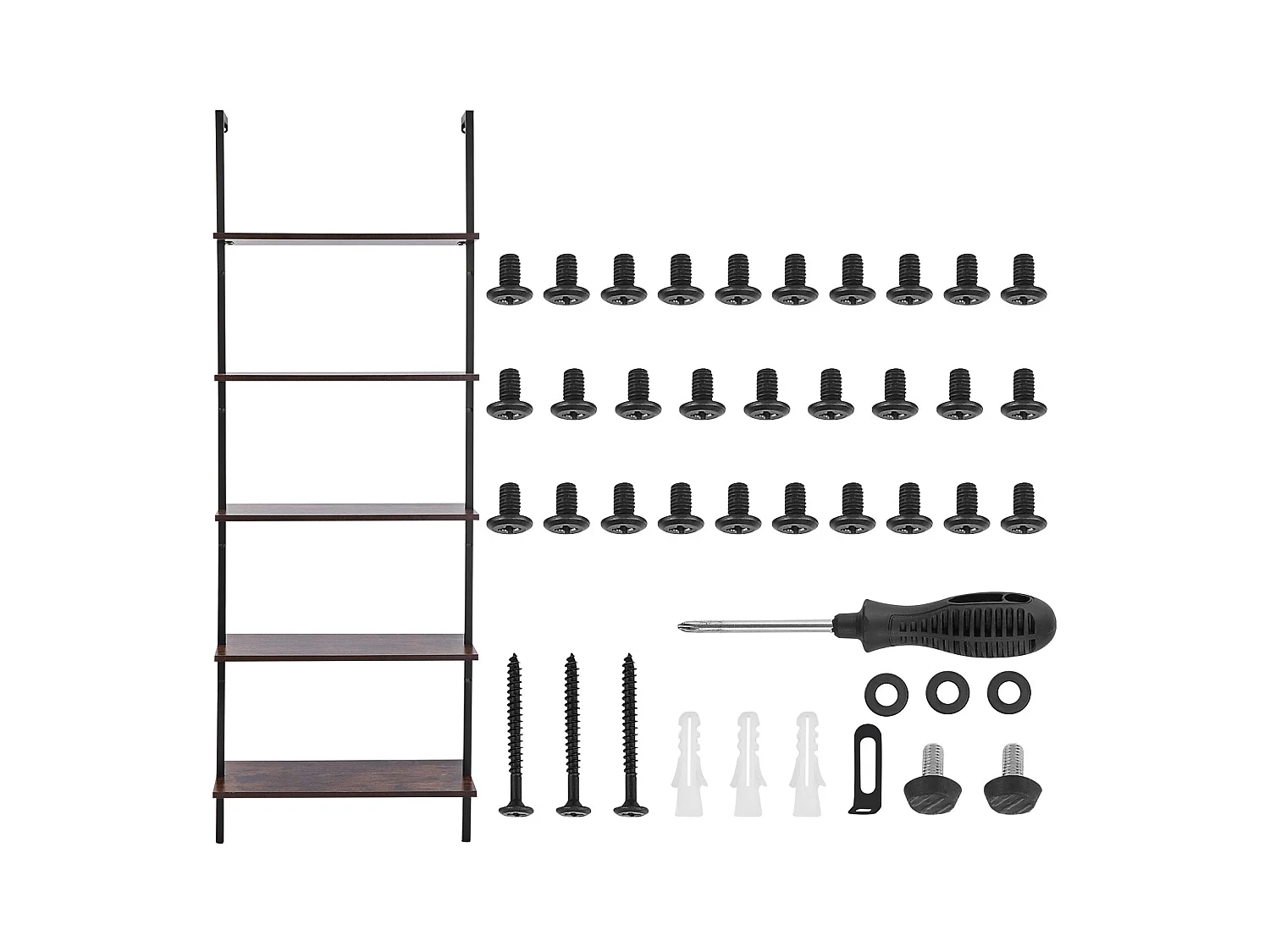 Étagère Mural Industrielle SucceBuy, 5 Niveaux, 64x30 cm, Montage Mural, Bois Rustique, Rangement, Noir