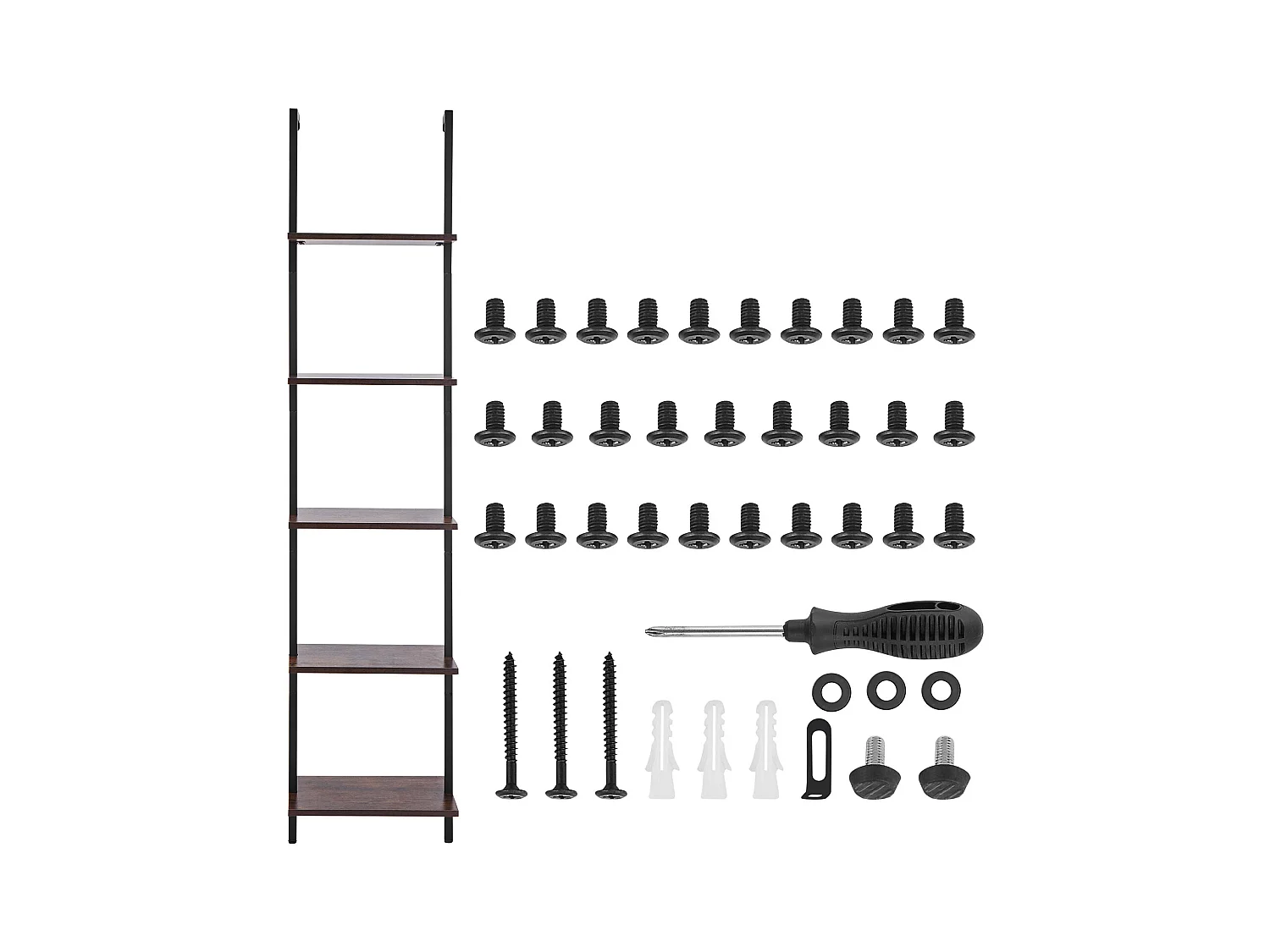 Étagère Mural Industrielle SucceBuy, 5 Niveaux, 40x30 cm, Montage Mural, Bois Rustique, Rangement, Noir