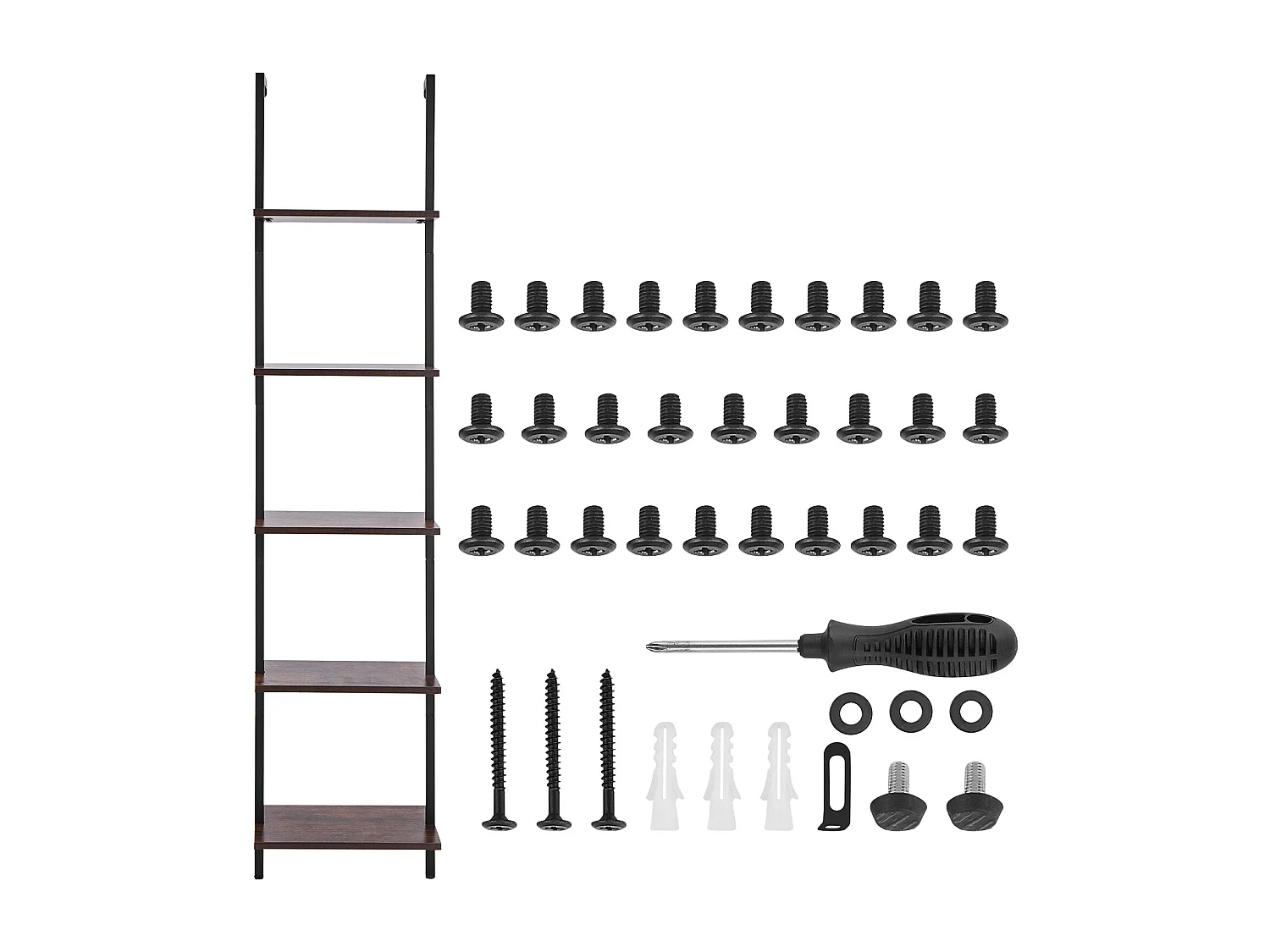 Étagère Mural Industrielle SucceBuy, 5 Niveaux, 40x30 cm, Montage Mural, Bois Rustique, Rangement, Noir