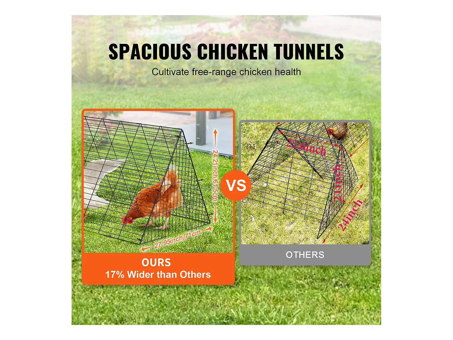 Enclos du Poulailler SucceBuy, 729 x 200 x 61 cm, Tunnel Eextérieur Portable, Vert