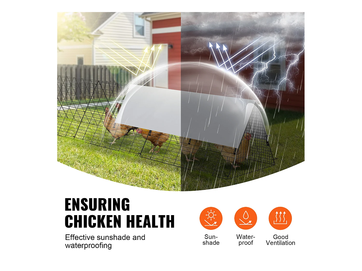 Enclos du Poulailler SucceBuy, 729 x 200 x 61 cm, Tunnel Eextérieur Portable, Vert