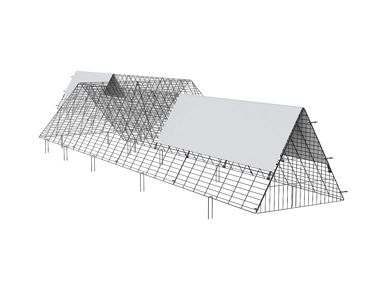 Enclos du Poulailler SucceBuy, 729 x 200 x 61 cm, Tunnel Eextérieur Portable, Vert