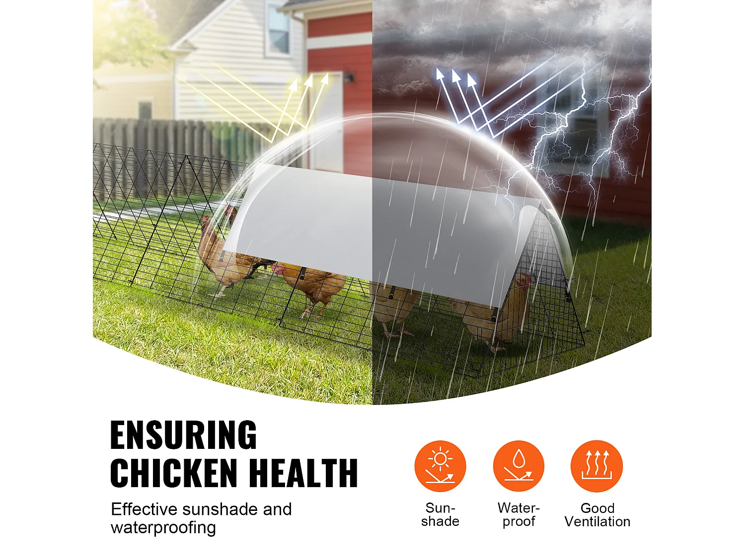 Enclos du Poulailler SucceBuy, 729 x 200 x 61 cm, Tunnel Eextérieur Portable, Vert