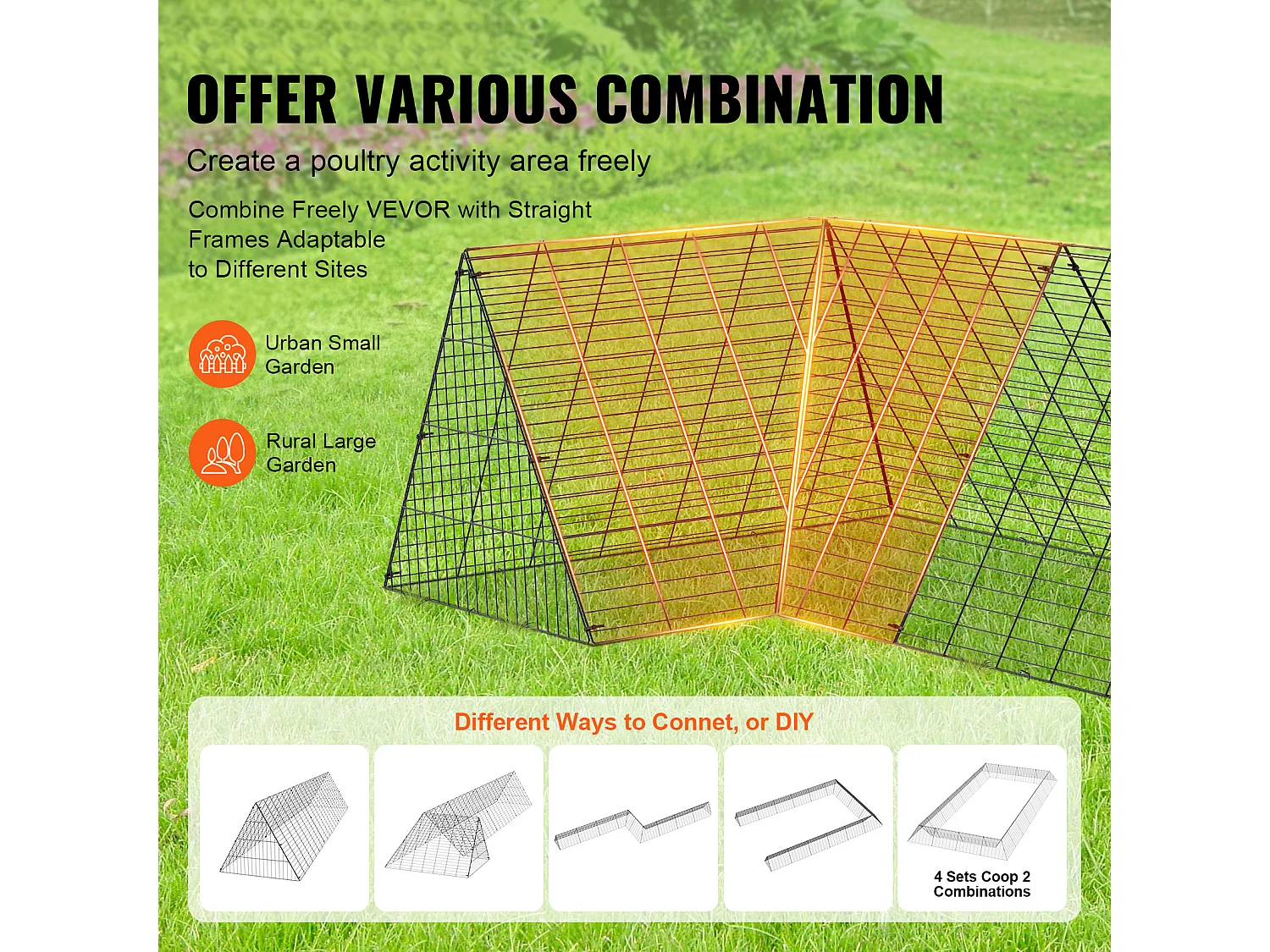 Enclos du Poulailler SucceBuy, 729 x 200 x 61 cm, Tunnel Eextérieur Portable, Vert