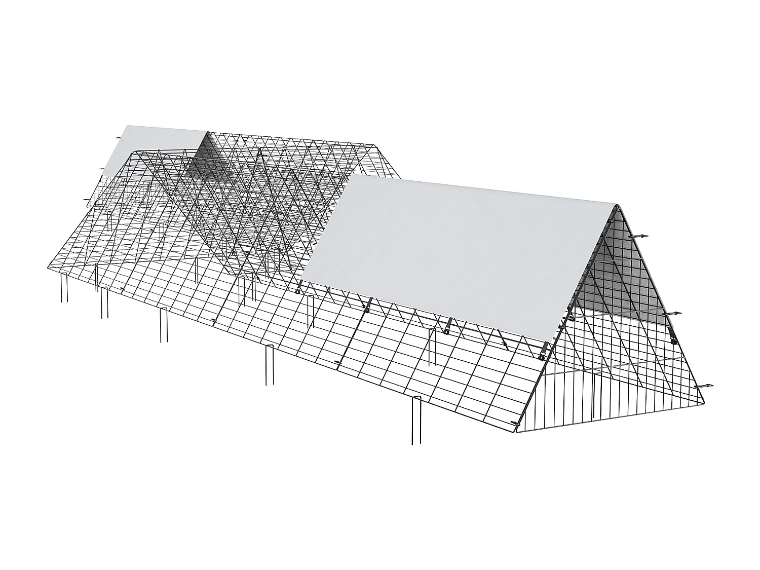 Enclos du Poulailler SucceBuy, 729 x 200 x 61 cm, Tunnel Eextérieur Portable, Vert