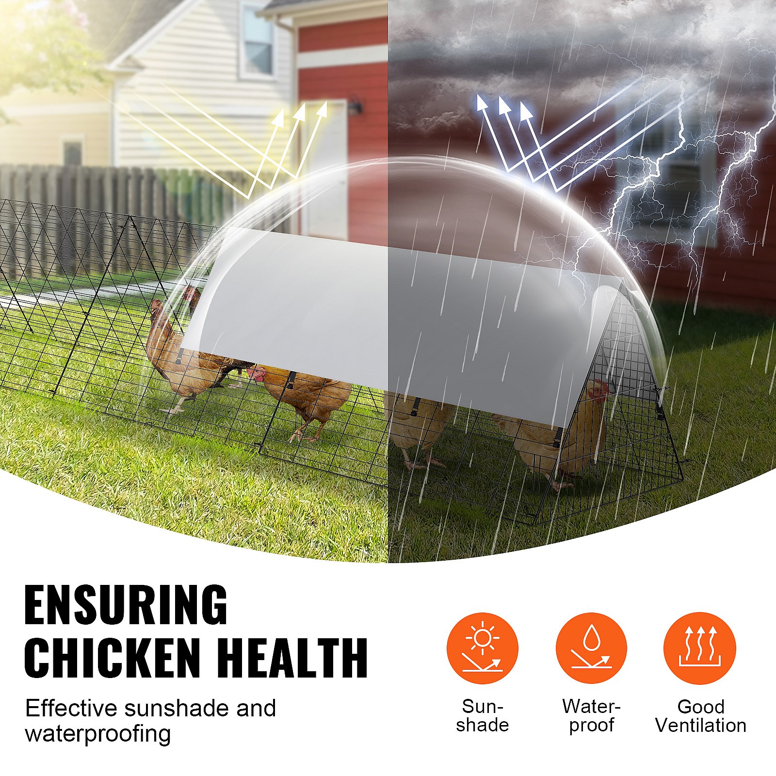 Enclos Tunnel Pour Poules VEVOR - 729x200x61,5 Cm - Portable Avec Cadre D'angle - Pour Poulets, Canards, Lapins