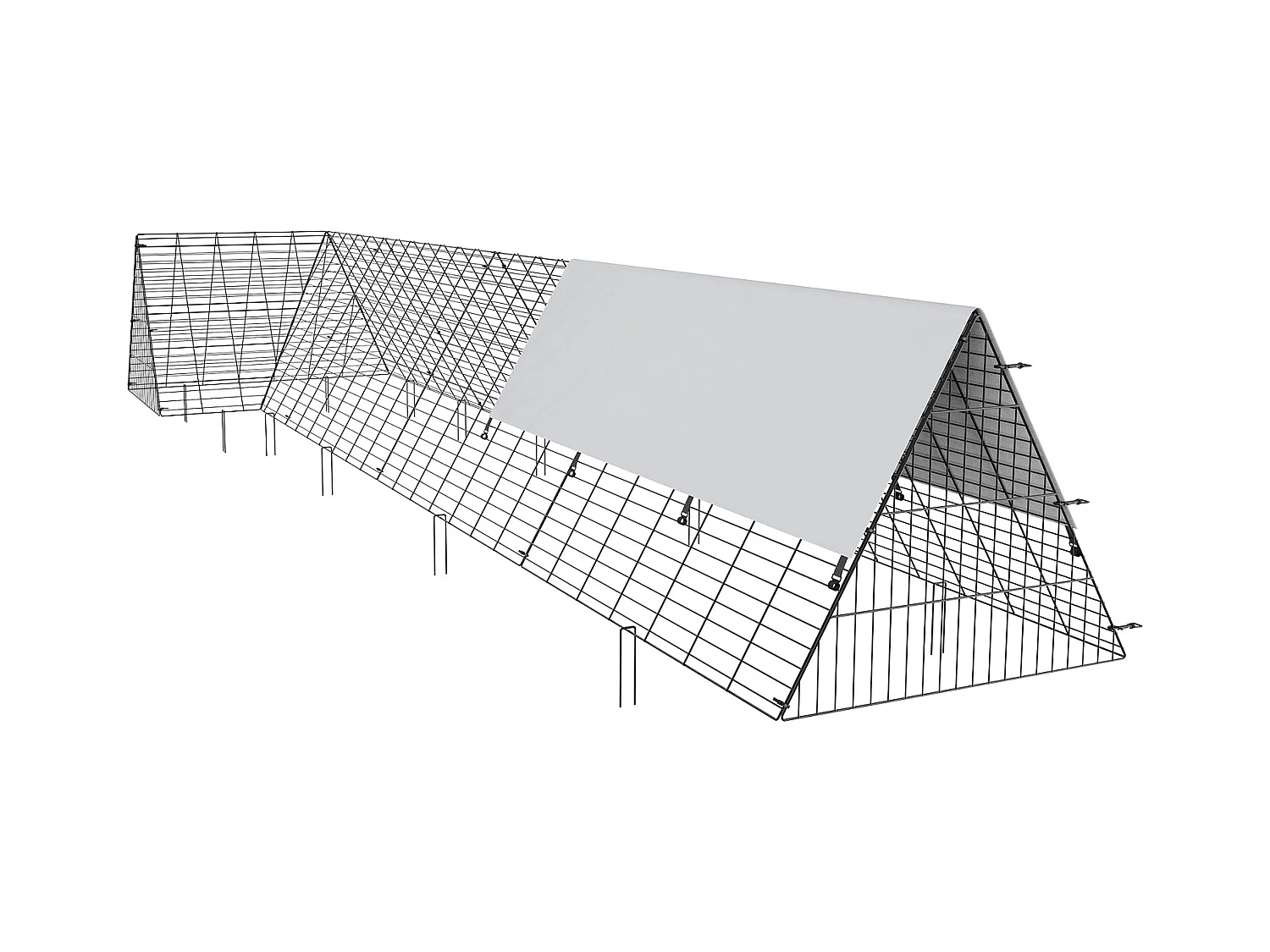 Enclos du Poulailler SucceBuy, 400 x 100 x 61cm, Tunnel Eextérieur Portable, Vert