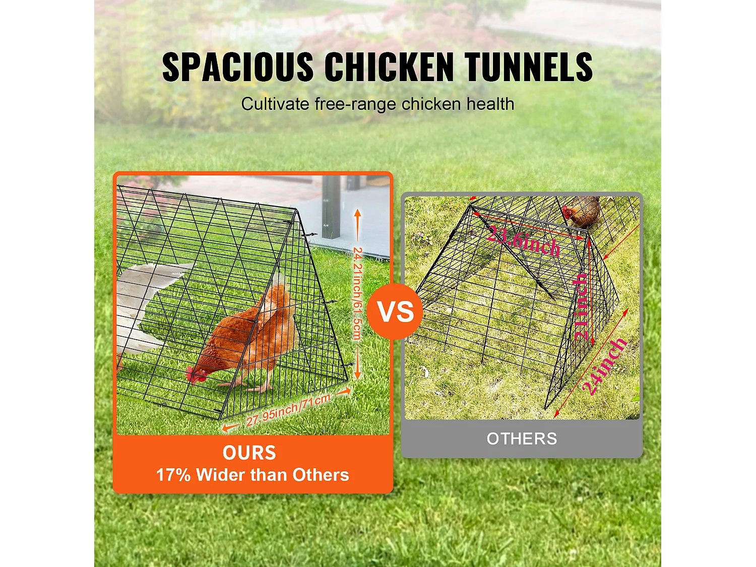 Enclos du Poulailler SucceBuy, 762 x 180 x 156 cm, Tunnel Eextérieur Portable, pour Poulets, Canards, Lapins, Vert