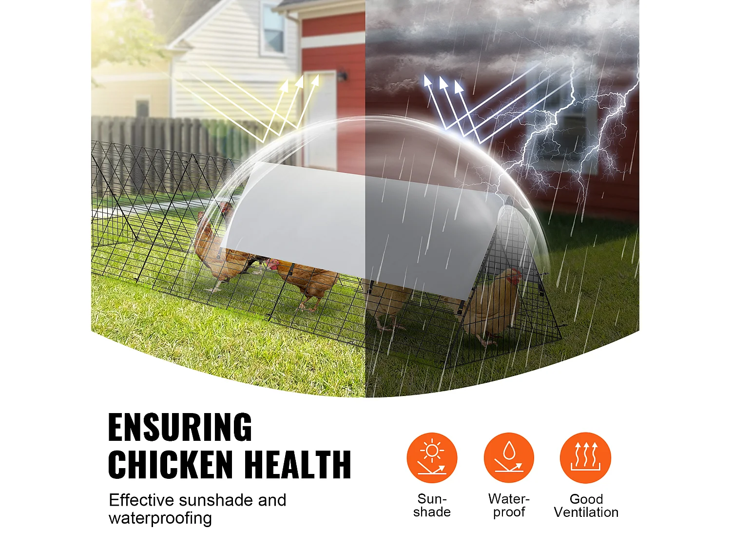 Enclos du Poulailler SucceBuy, 762 x 180 x 156 cm, Tunnel Eextérieur Portable, pour Poulets, Canards, Lapins, Vert