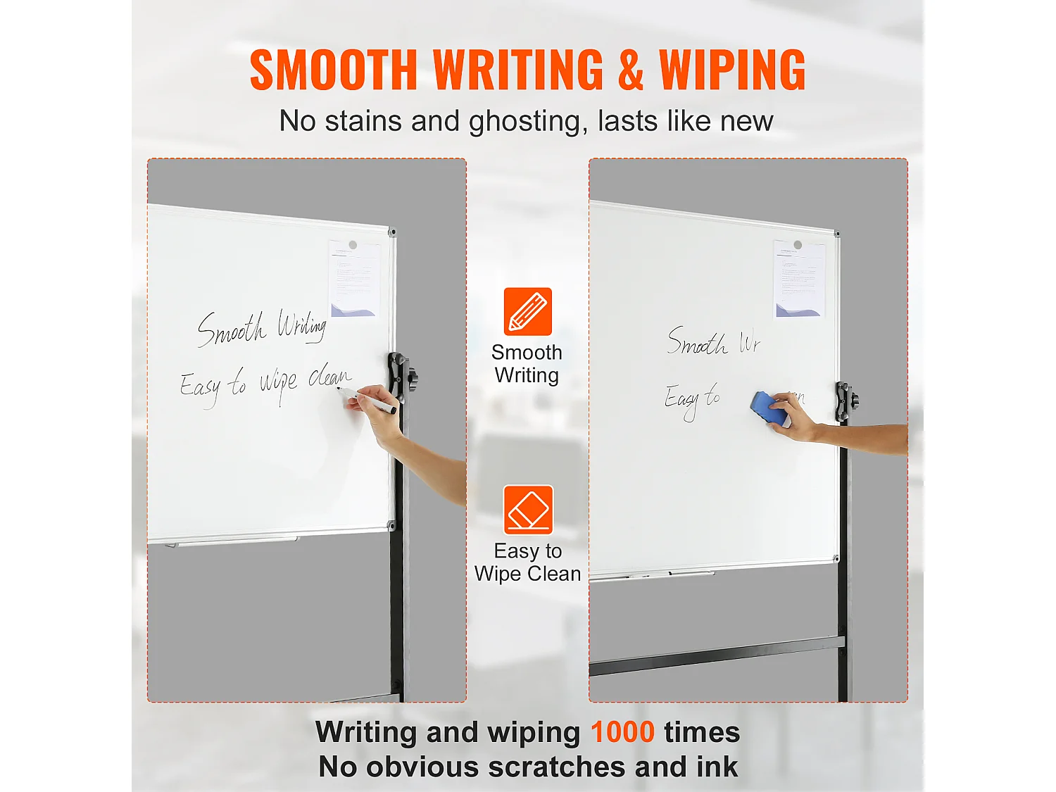 Tableau Blanc Magnetique SucceBuy Tableau Blanc Magnétique Roulant 118.3 x 76.4 cm, Mobile Double Face