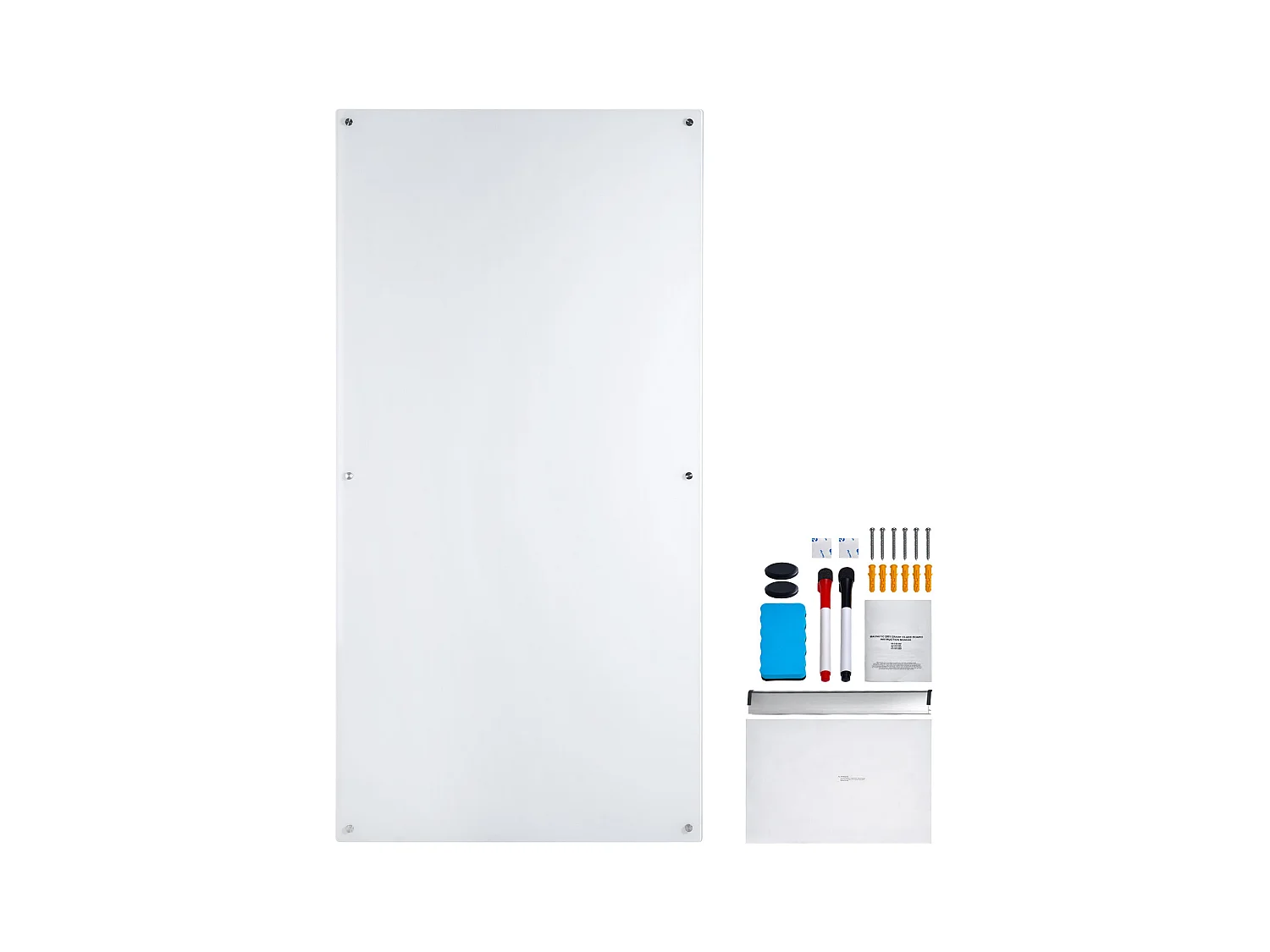 Tableau Blanc Magnétique en Verre SucceBuy, 182,9x91,5 cm, Effaçable à Sec Sans Cadre