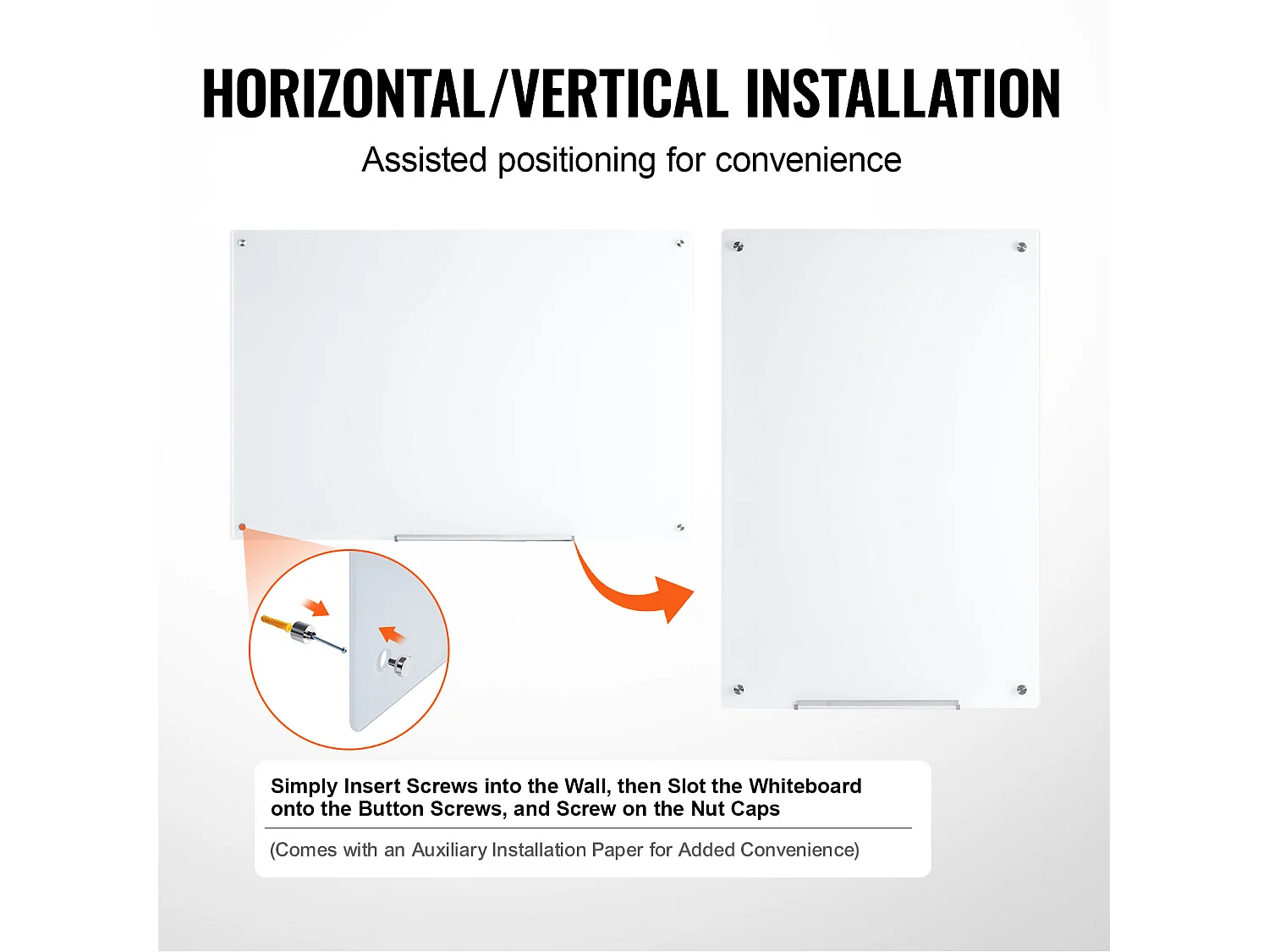 Quadro Branco Magnético em Vidro SucceBuy, 120 x 80cm, Apagar a Seco Sem Moldura