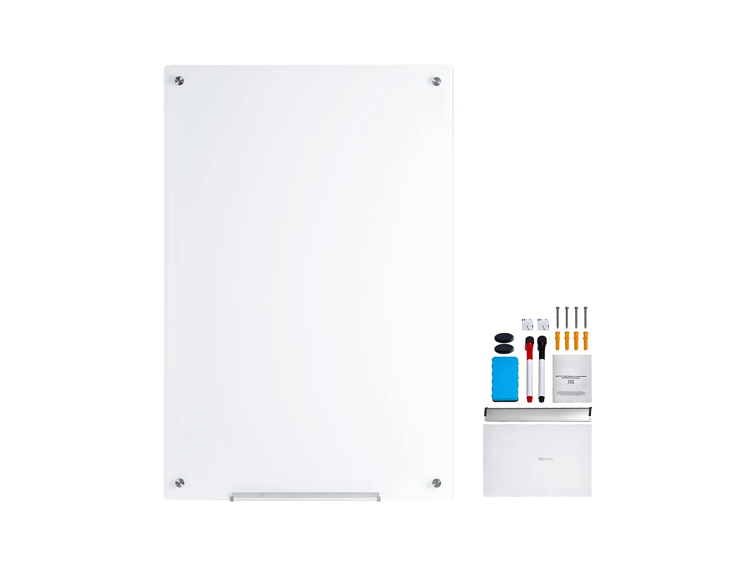 Tableau Blanc Magnétique en Verre SucceBuy, 120 x 80cm, Effaçable à Sec Sans Cadre