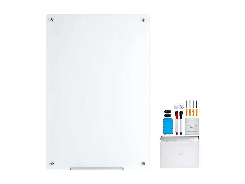 Quadro Branco Magnético em Vidro SucceBuy, 120 x 80cm, Apagar a Seco Sem Moldura