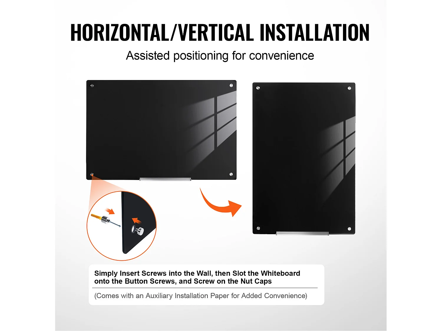Czarna Szklana Tablica Magnetyczna SucceBuy, 90 x 60 cm, Suchościeralna, Bez Ramy