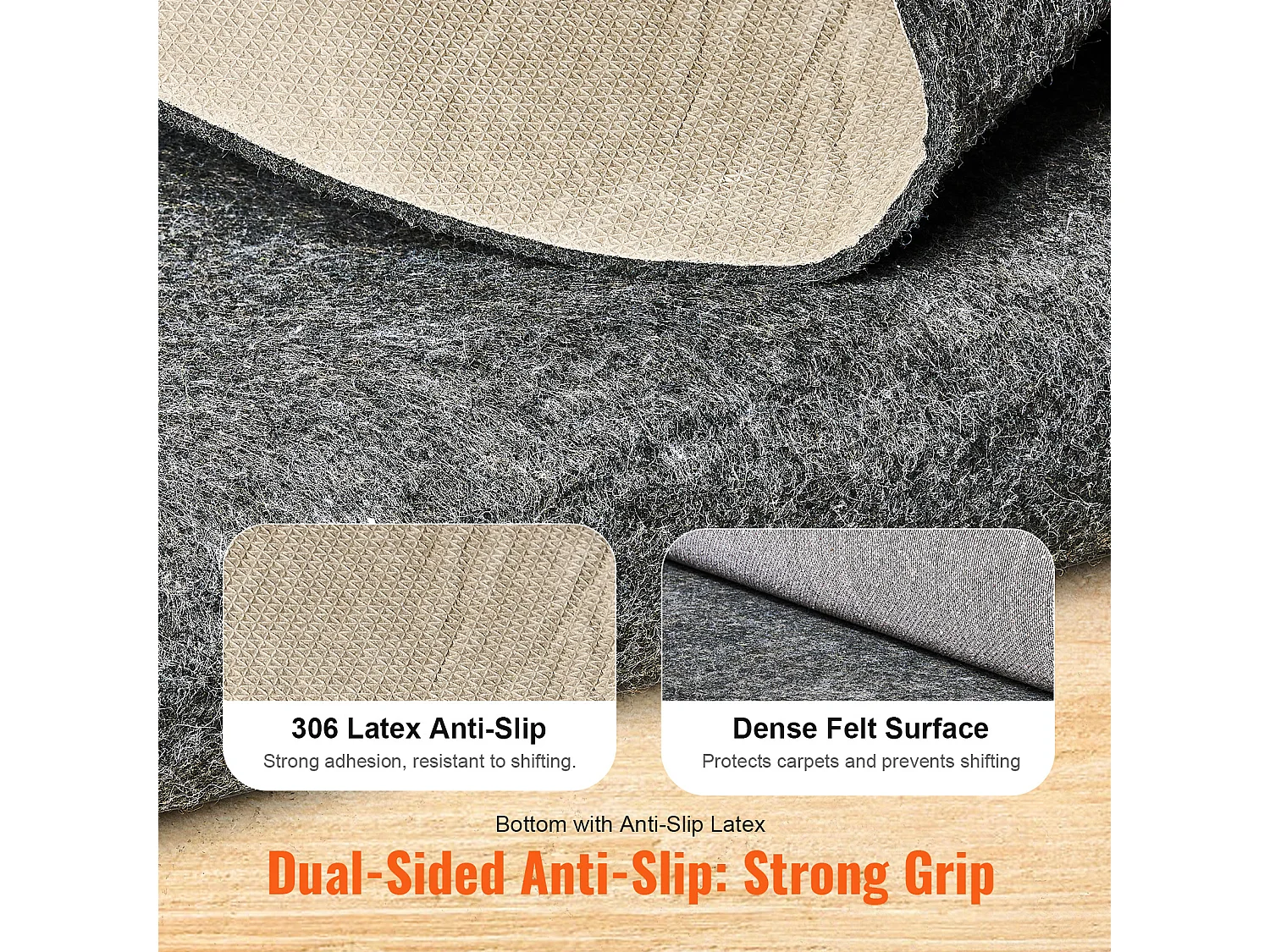 Tapis Antidérapant Gripper SucceBuy, 275x366 cm, 6 mm d'Épaisseur, pour Tous les Sols, Couleur Non Spécifiée