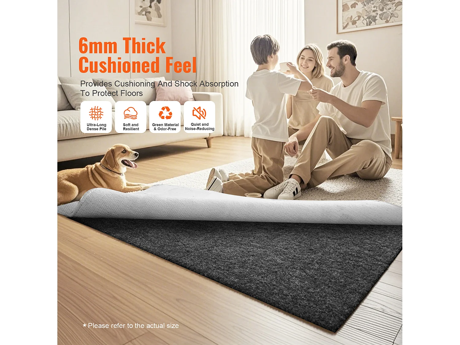 Tapis Antidérapant SucceBuy, 275x366 cm, 6 mm d'Épaisseur, pour Tous les Sols, Couleur Non Spécifiée