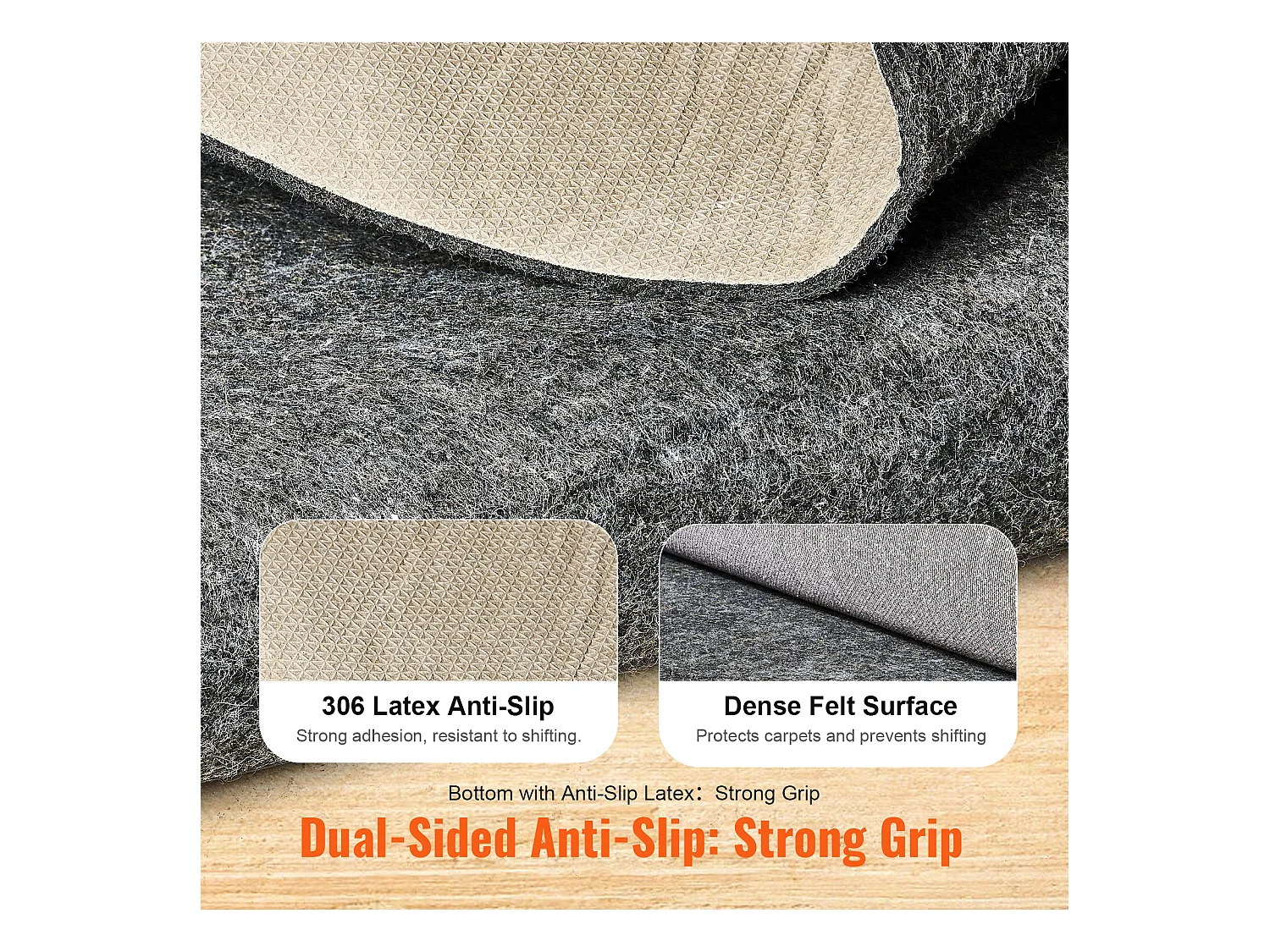 Tapis Antidérapant pour Tapis SucceBuy, 153x244 cm, 6 mm d'Épaisseur, pour Sol, Couleur Non Spécifiée